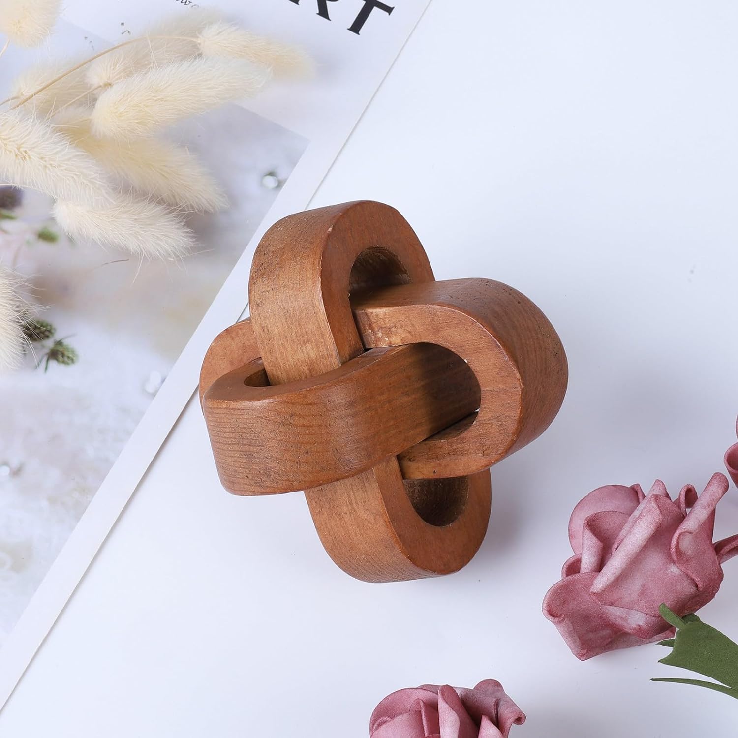 Wood Knot Decor Table Decor Shelf Decor Table Books Hand Carved Home Decoration / Coffee / 4.3 Inch