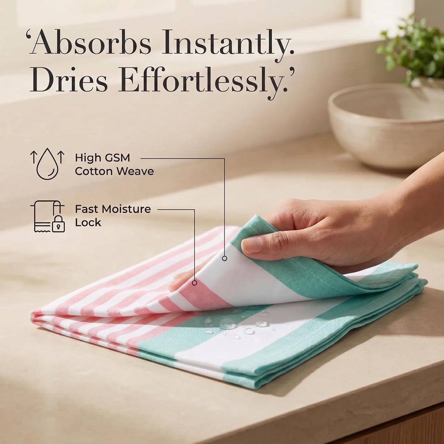 Urban Villa Cloth Napkins Cotton 20x20 (Set of 12) Ruby Green Stripes