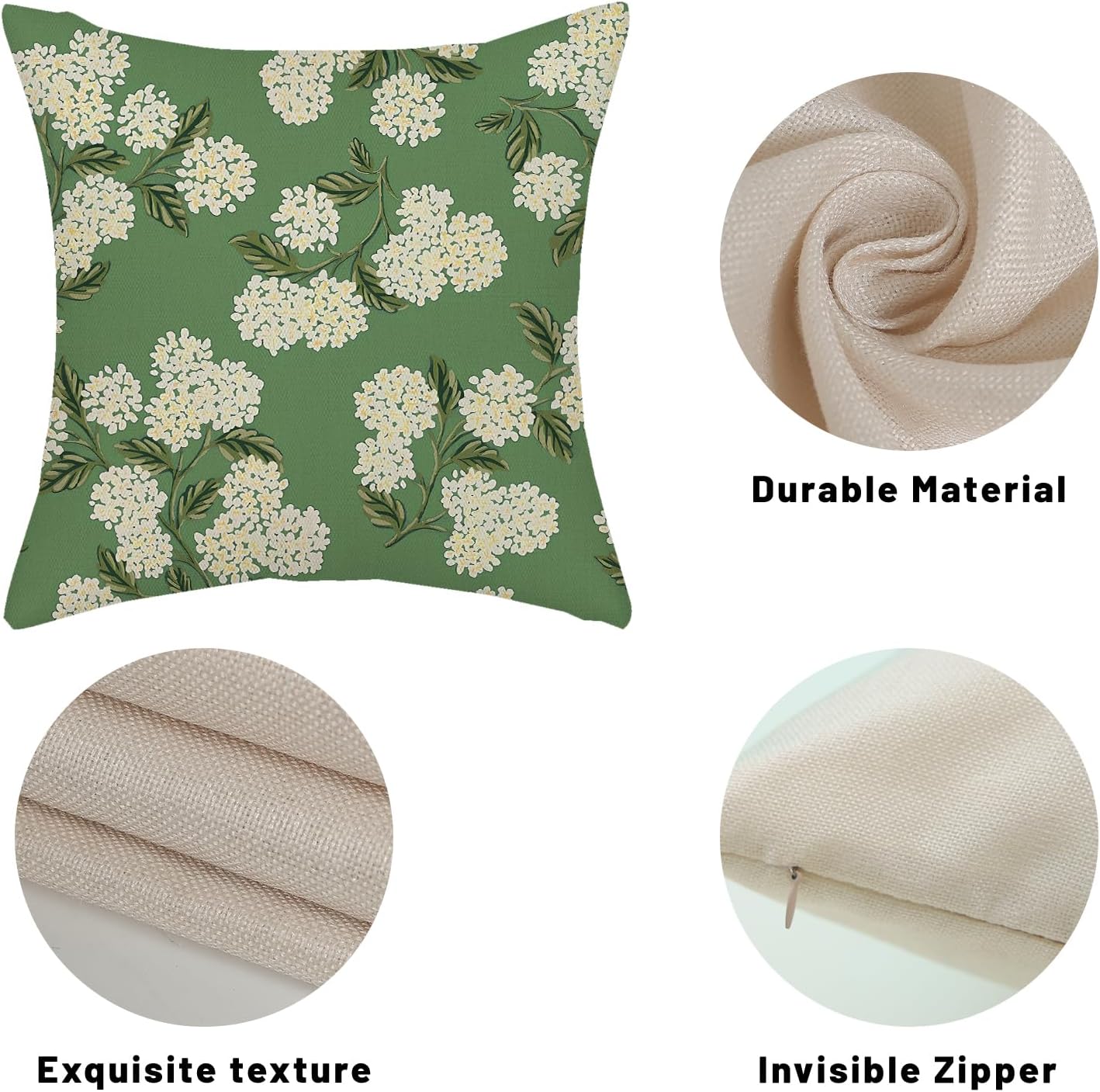 Sage Green Spring Pillow Covers Yellow Hydrangea Flower / 18 x 18 / Sage Green Hydrangea / Set of 2