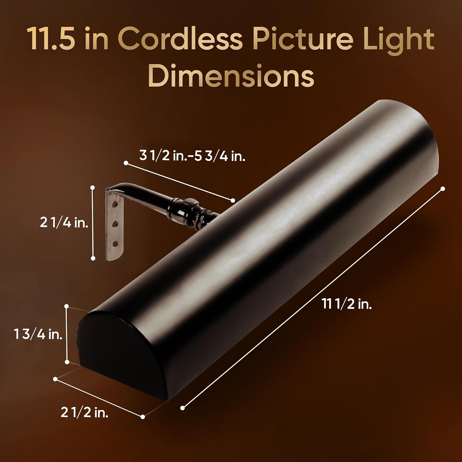 Concept Lighting 103L Cordless LED Picture Light, 11.5-Inch, Black