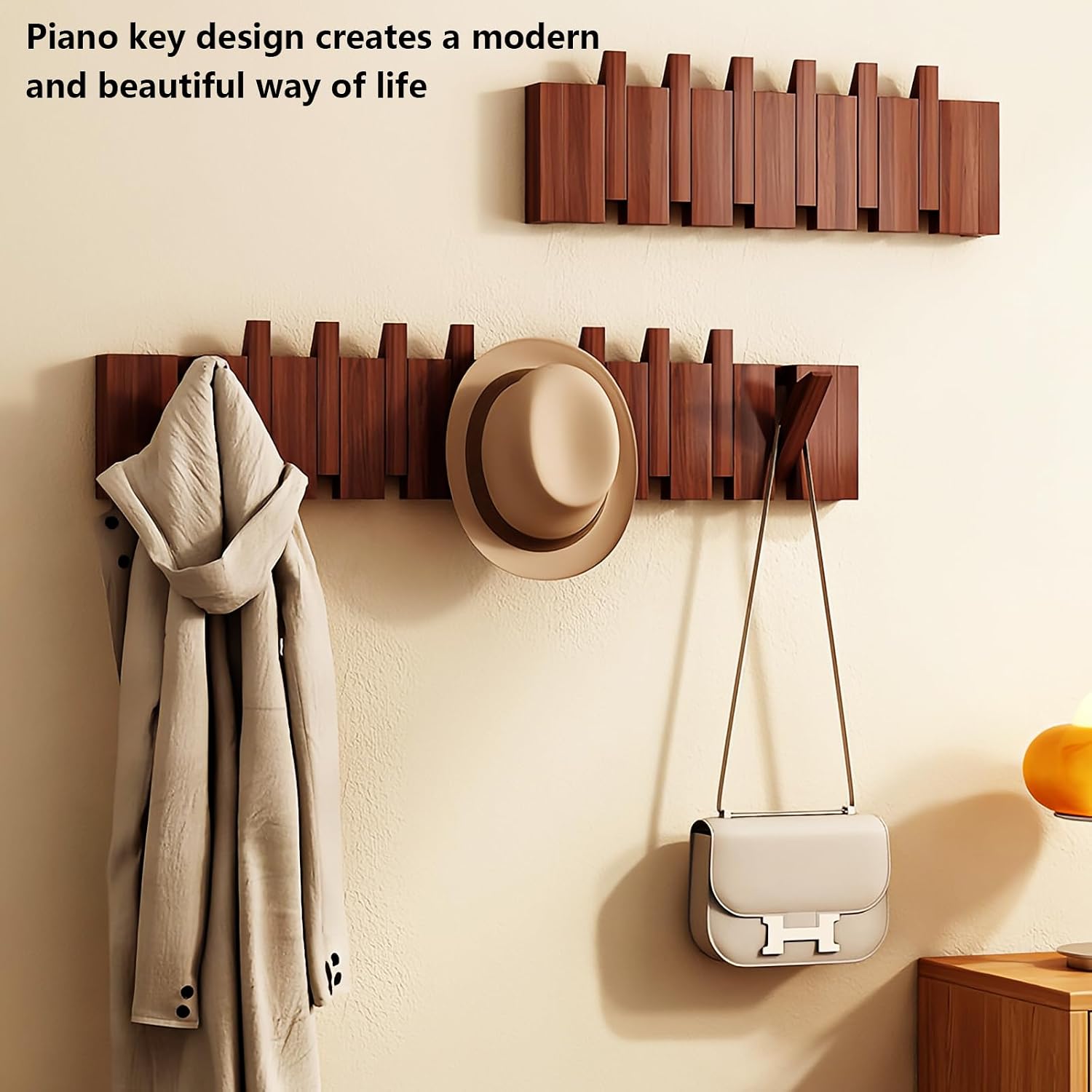 Paint Wood Wall Mounted Coat RackHooks Piano Key Hangers Natural Solid Wood Hanger Non-Woven Fabric Clothes Hangers for