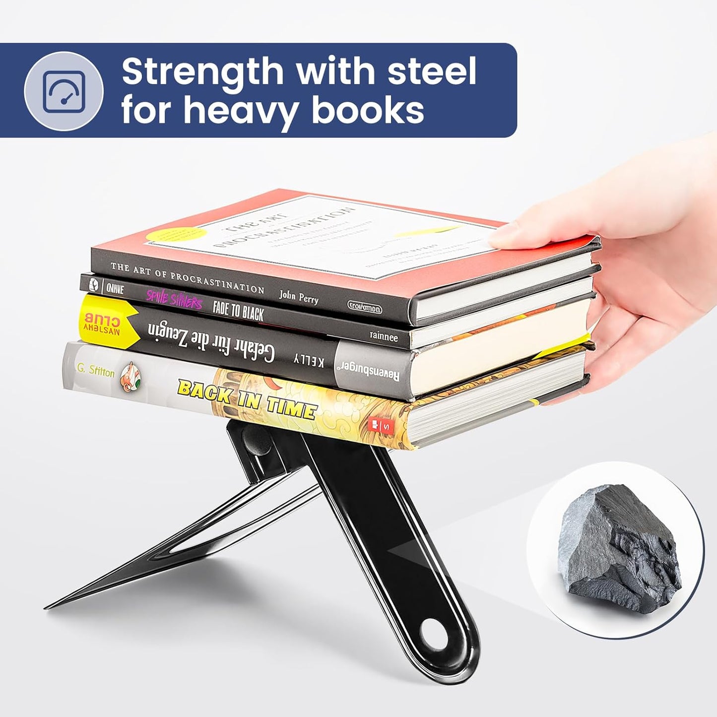 Non-Skid Metal Bookend Supports / Black / 6 x 5 x 6