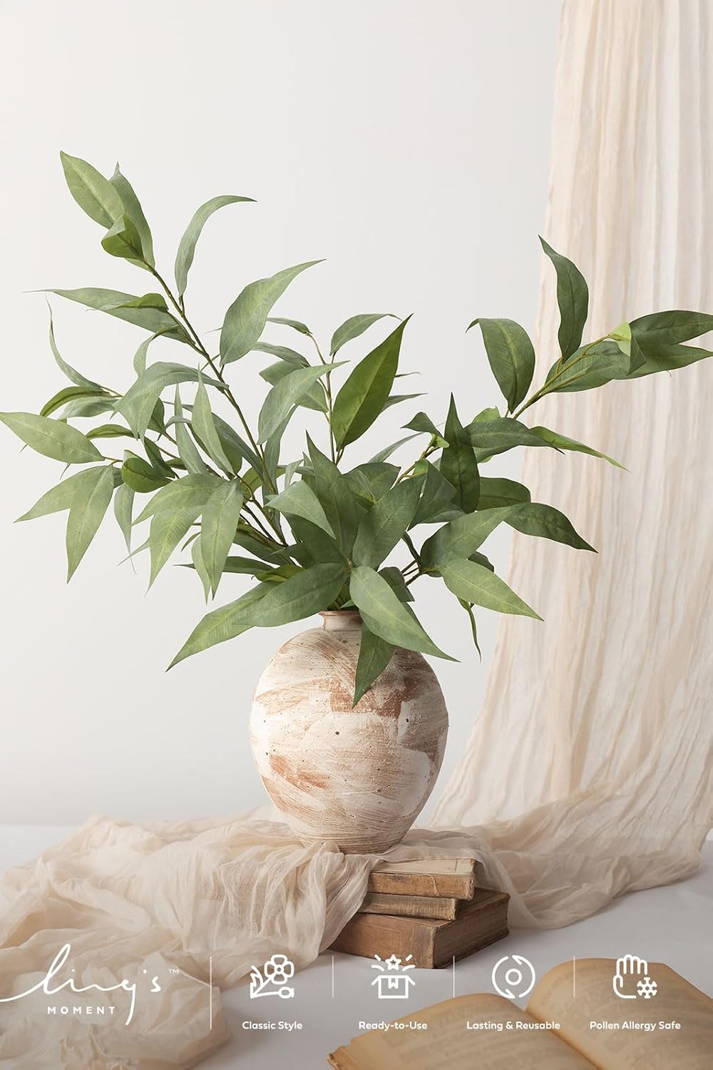 Artificial Plants Eucalyptus Leaves Branches / 17.7 Inch / Set of 10