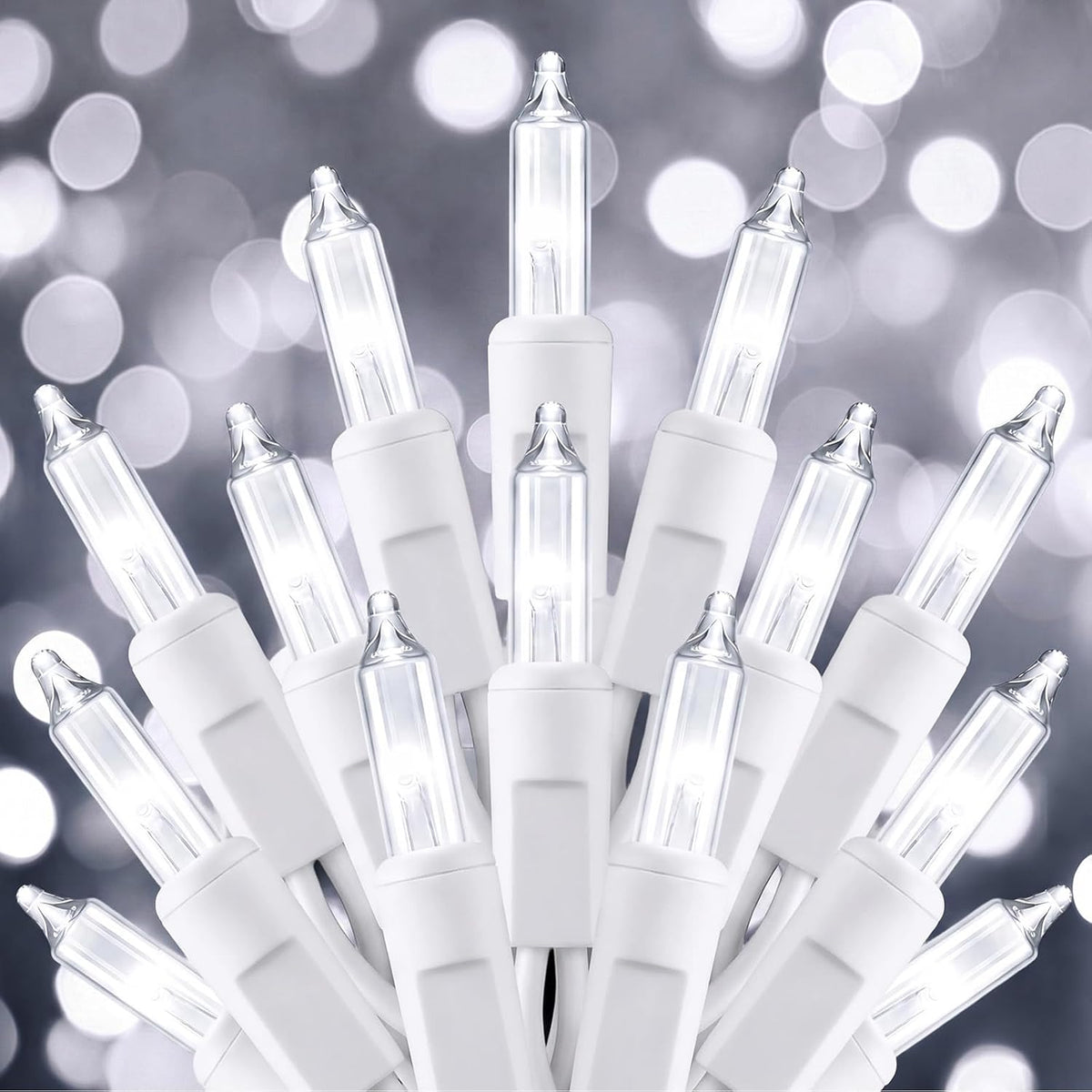 Minetom Pure White Christmas String Lights 100 Count 20 Feet, White Wire