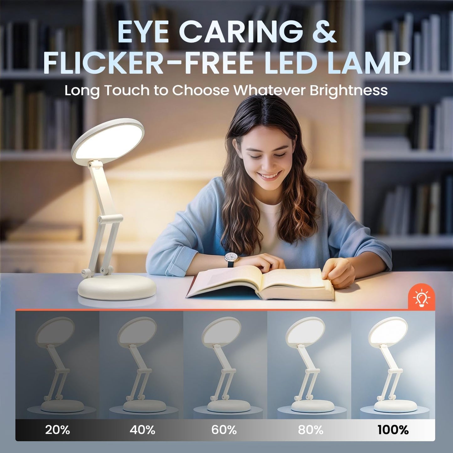 One Fire Rechargeable Table Lamp, 3600mAh Battery Operated Lamp Dorm Lamp | Cordless Lamp,10 Brightness,Portable,Small