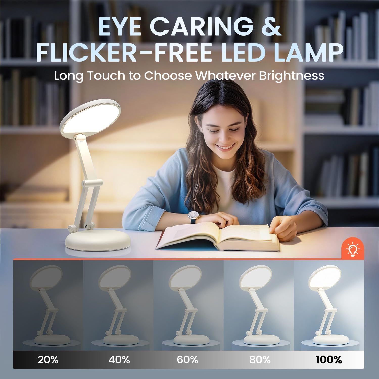 One Fire Rechargeable Table Lamp, 3600mAh Battery Operated Lamp Dorm Lamp | Cordless Lamp,10 Brightness,Portable,Small