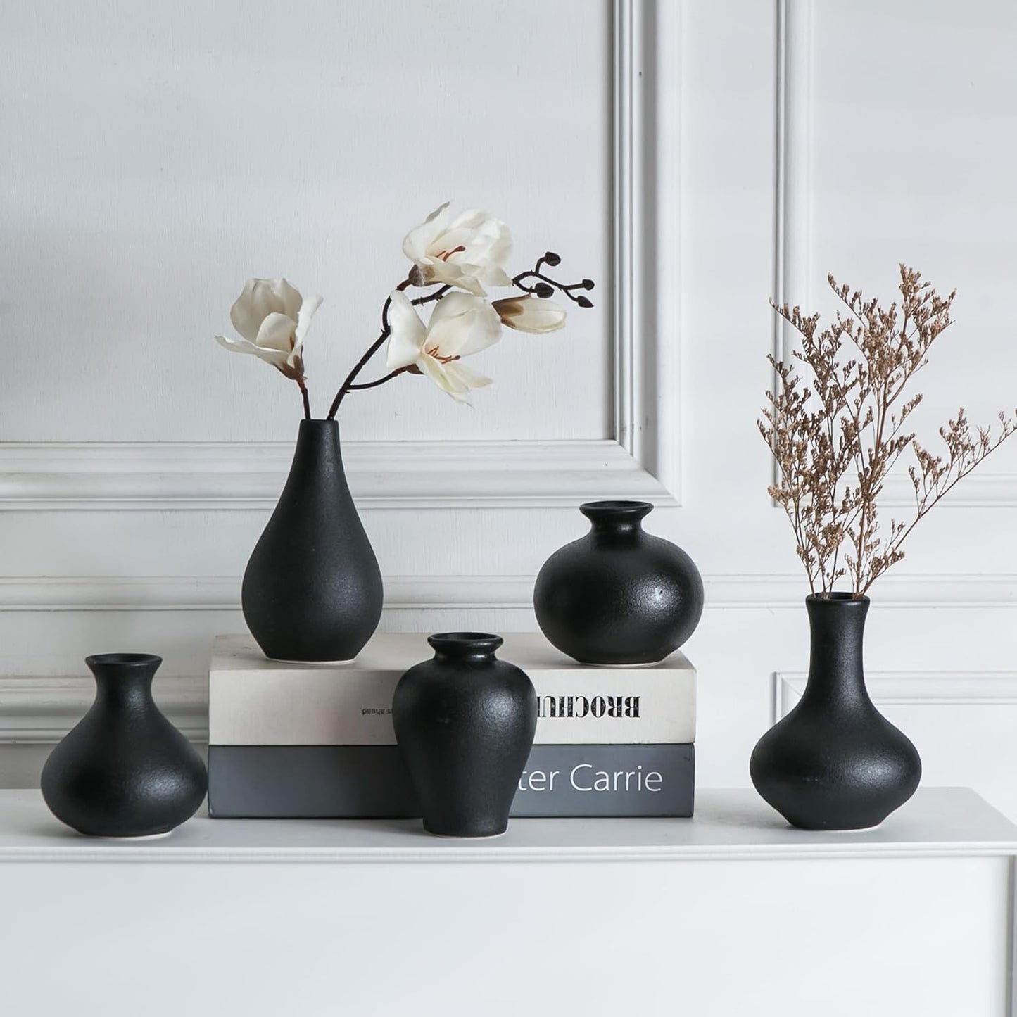 Ceramic Bud Vase / Black / Set of 5