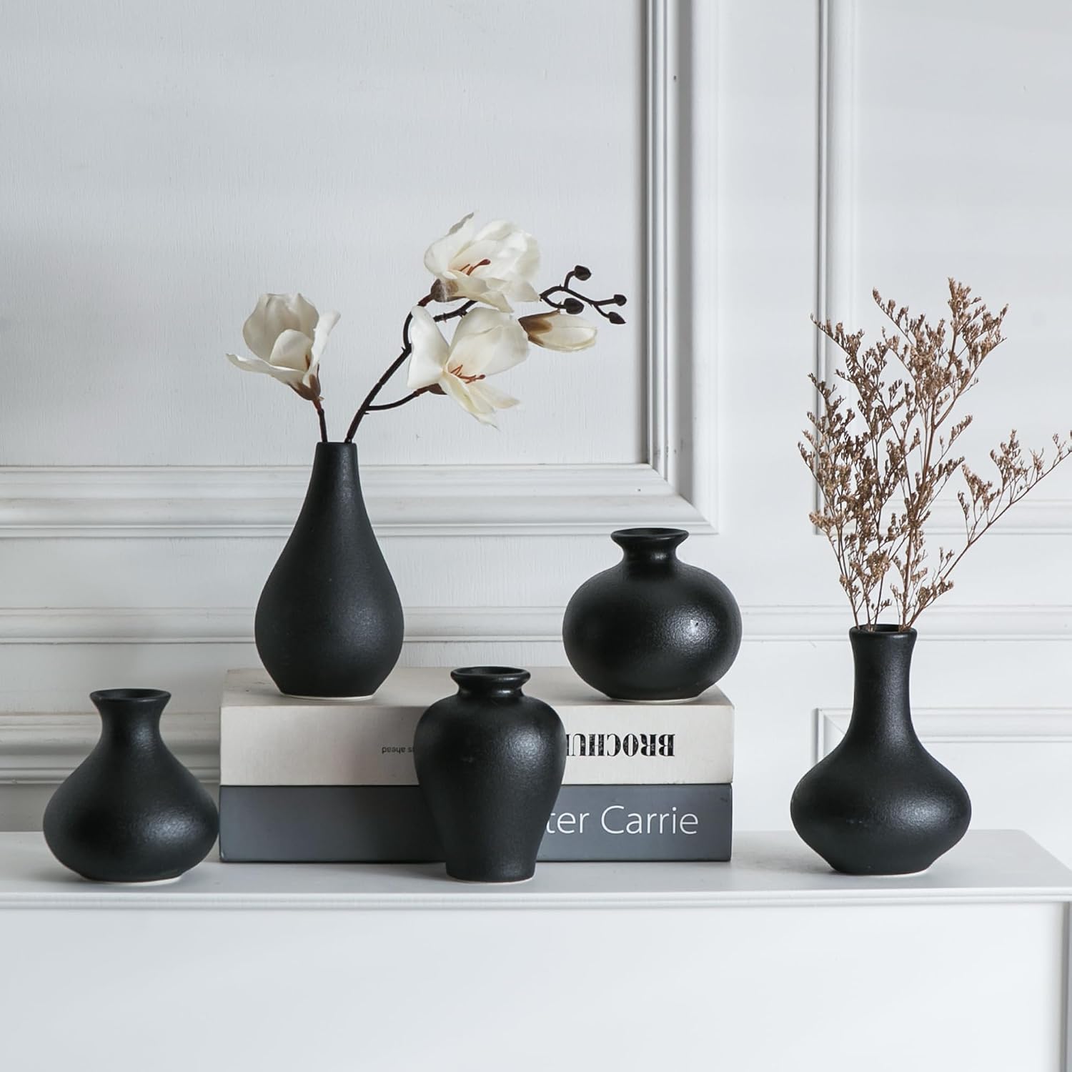 Ceramic Bud Vase / Black / Set of 5