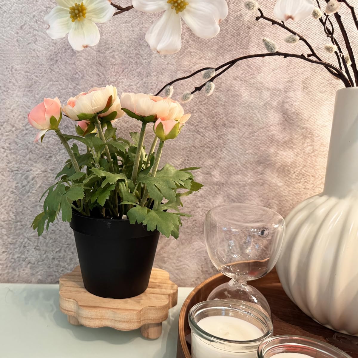 Wooden Stands / Removable Feet Farmhouse Rustic Decor / Light Brown / 5.9 Inch / Set of 3