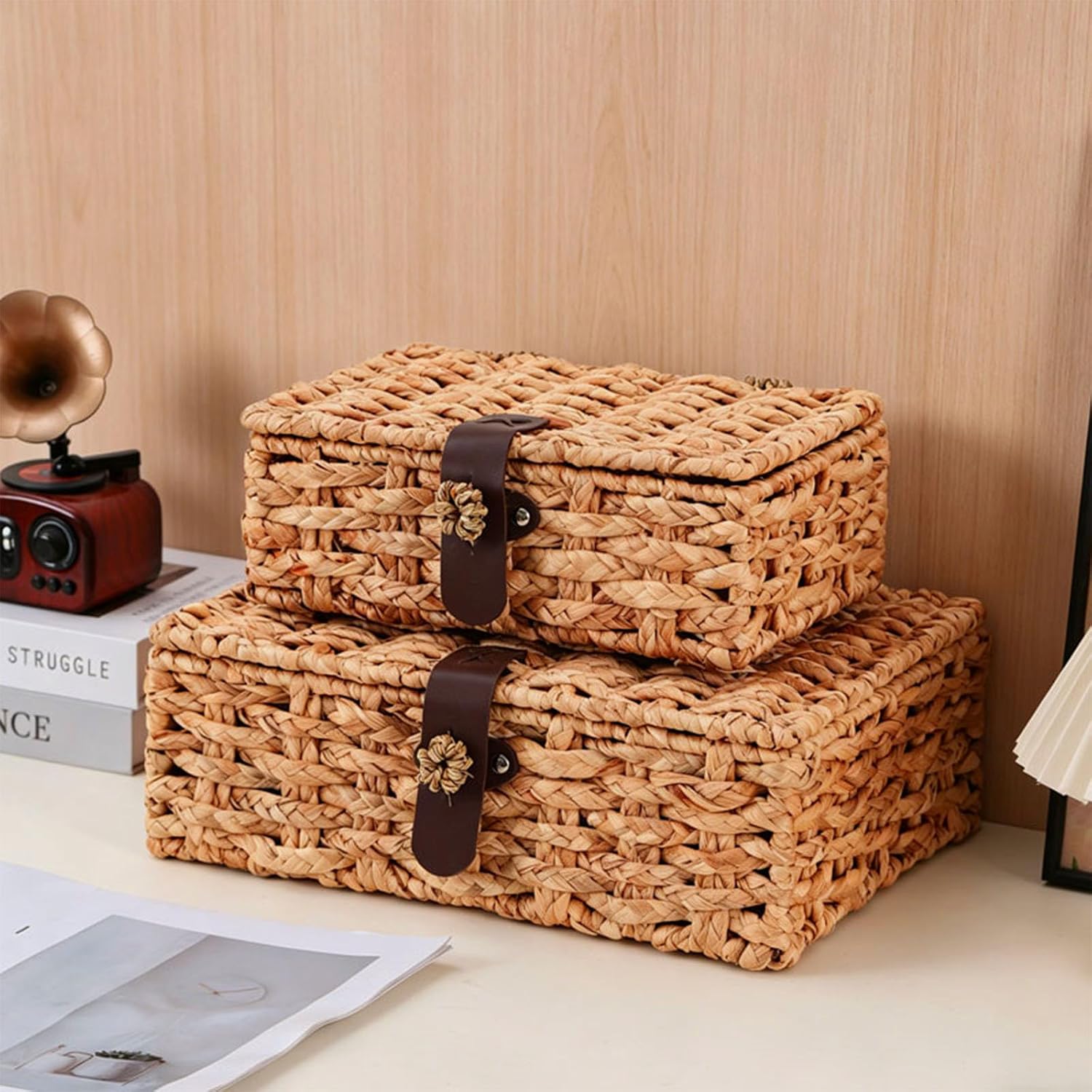 Wicker Storage Basket / Small & Large / Natural / Set of 2