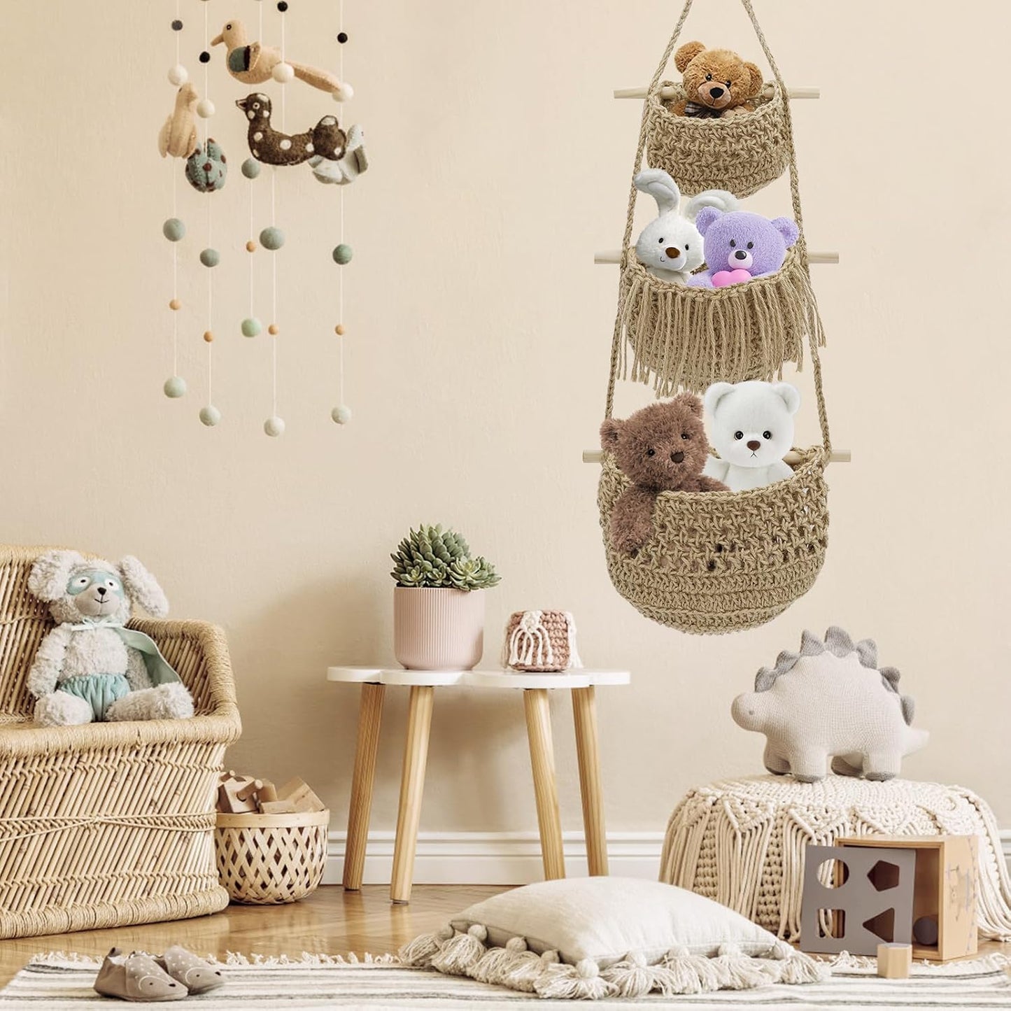 Boho Wall Baskets / Brown-jute