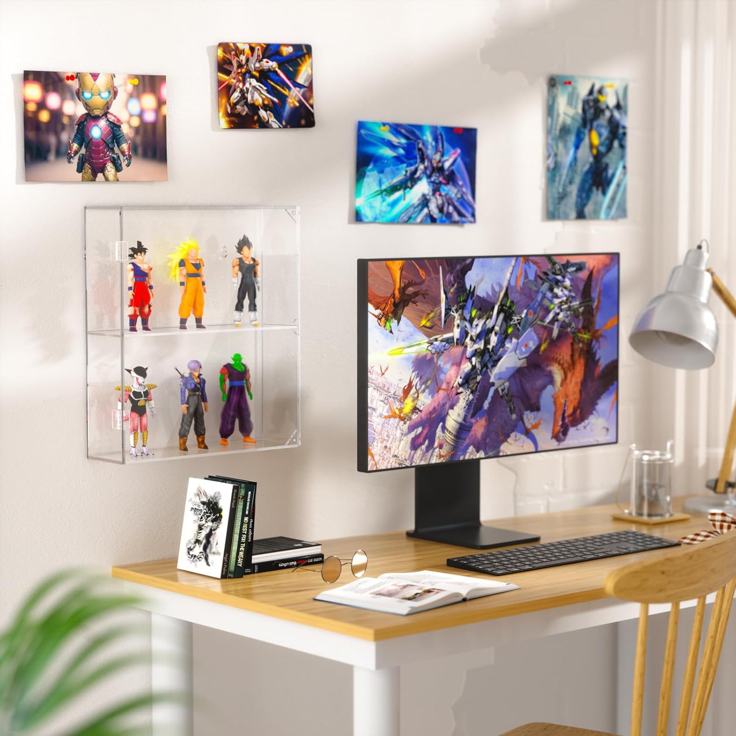 AITEE 2 Tiers Acrylic Display Case for Mini Funko Pop on Wall or Desktop | 11.8"Lx3.4"Wx13.3"H, dustproof, 2 tiers
