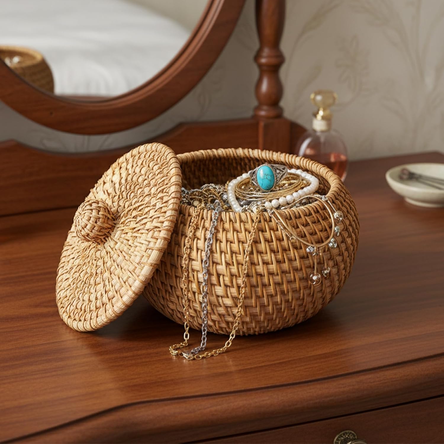 1 Pc Small Rattan Basket Box / 4.8 x 3.3