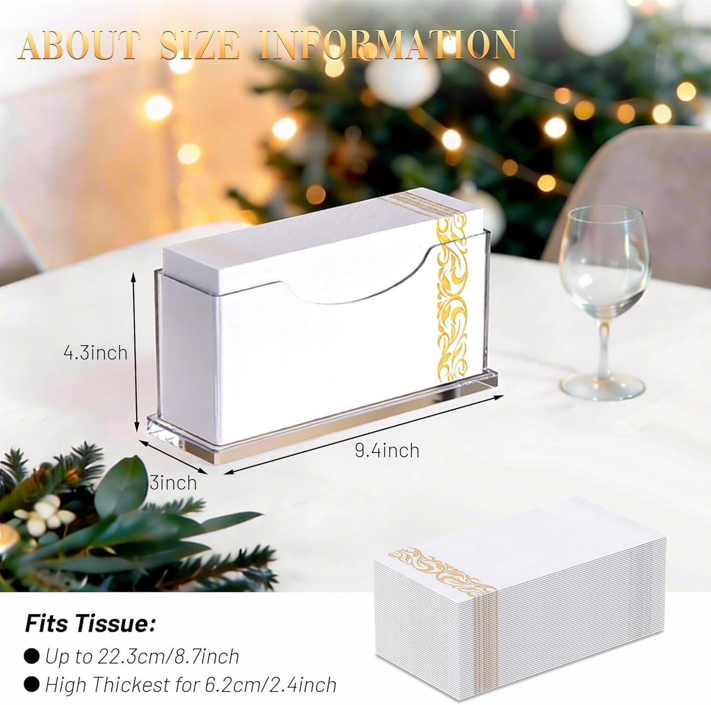 Guest Towel Napkin Holder Bathroom / Vertical - Guest Towel Holder / Clear