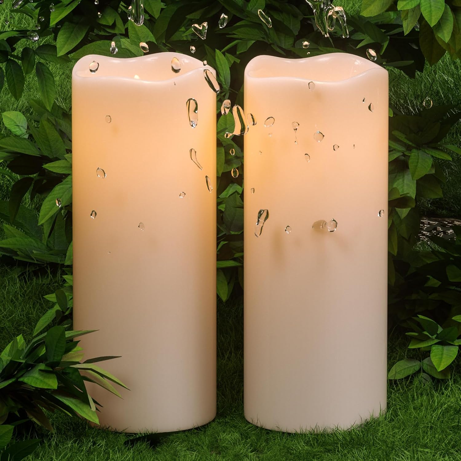 Eldnacele 10"x4" Large Outdoor Flameless Pillar Candles with Remote Timer | Battery Operated Candles LED Flickering
