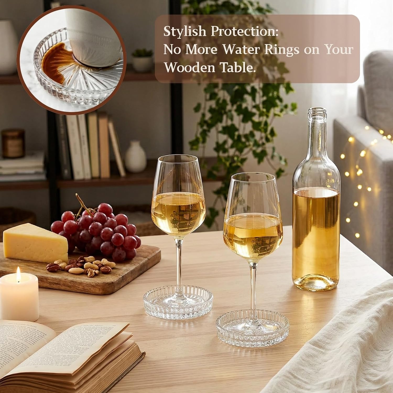 Glass Round Cup Mat / Clear / Set of 8