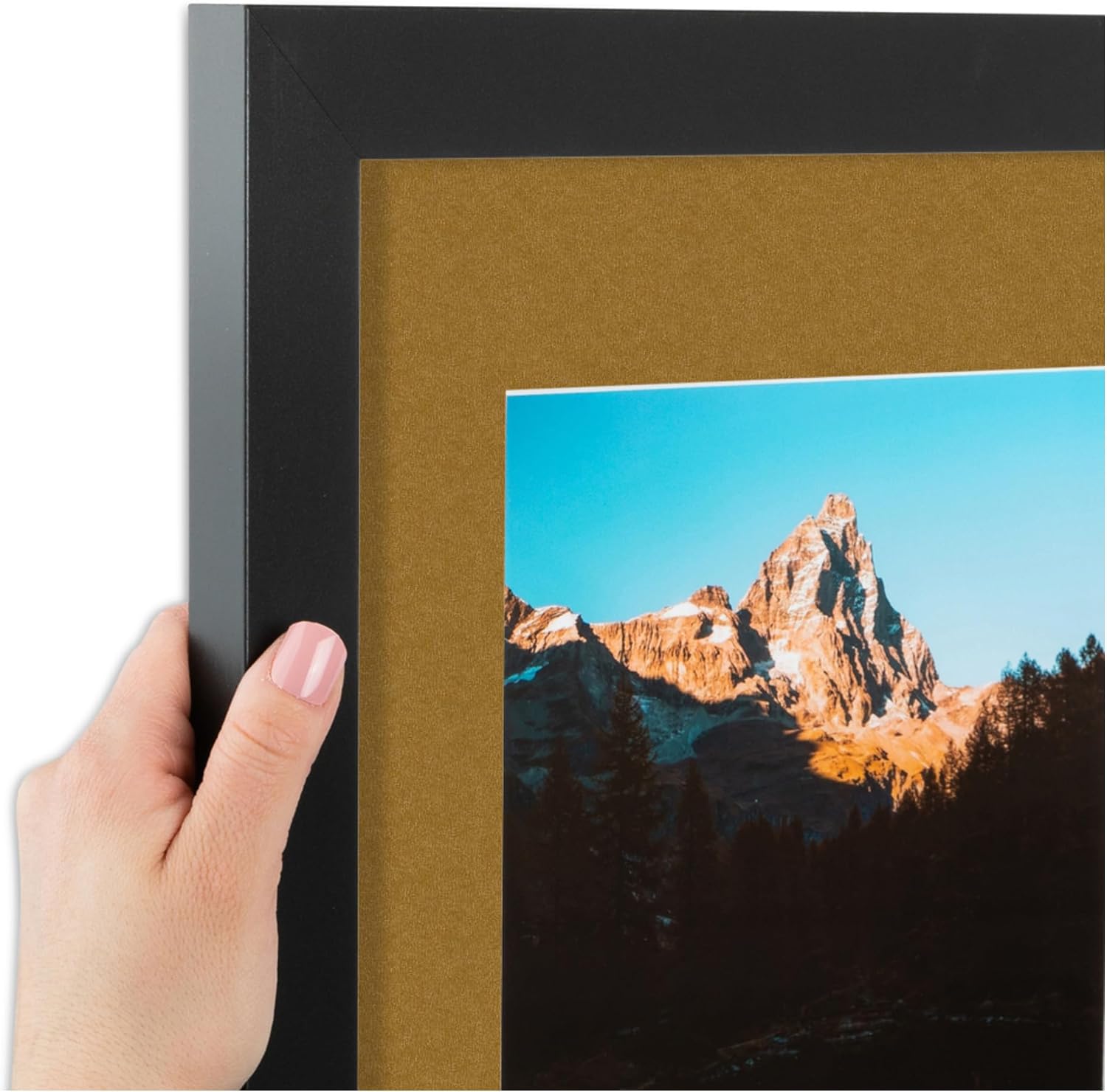 ArtToFrames Collage Picture Frame 3 Opening 3-3.5x5 Photo Frame | Made in USA | Black Frame El Dorado and Black Mats