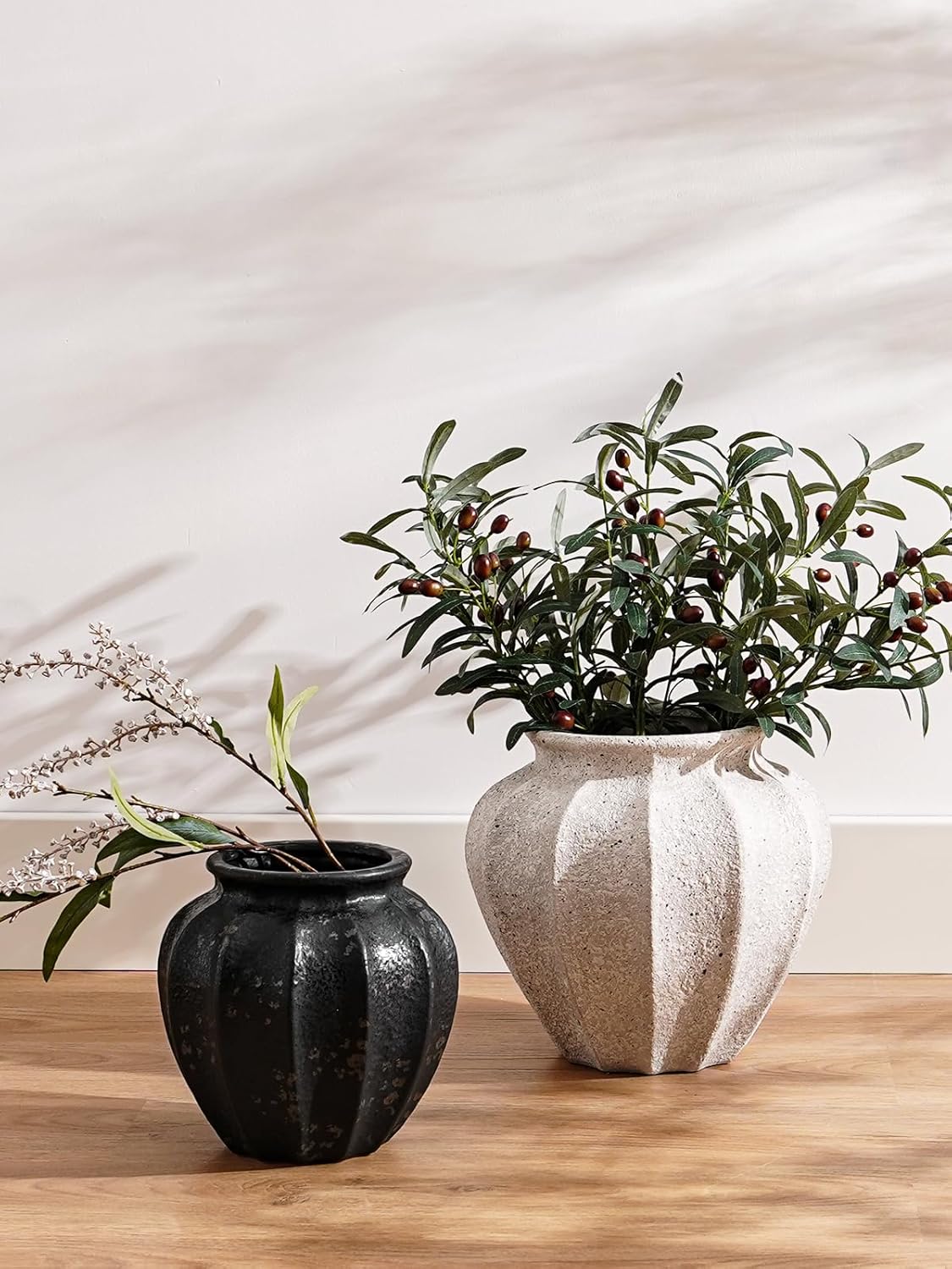 Ceramic Vase / Artisan Large Ceramic Vase for Modern Farmhouse Home Decor / White / 9.3 Inch