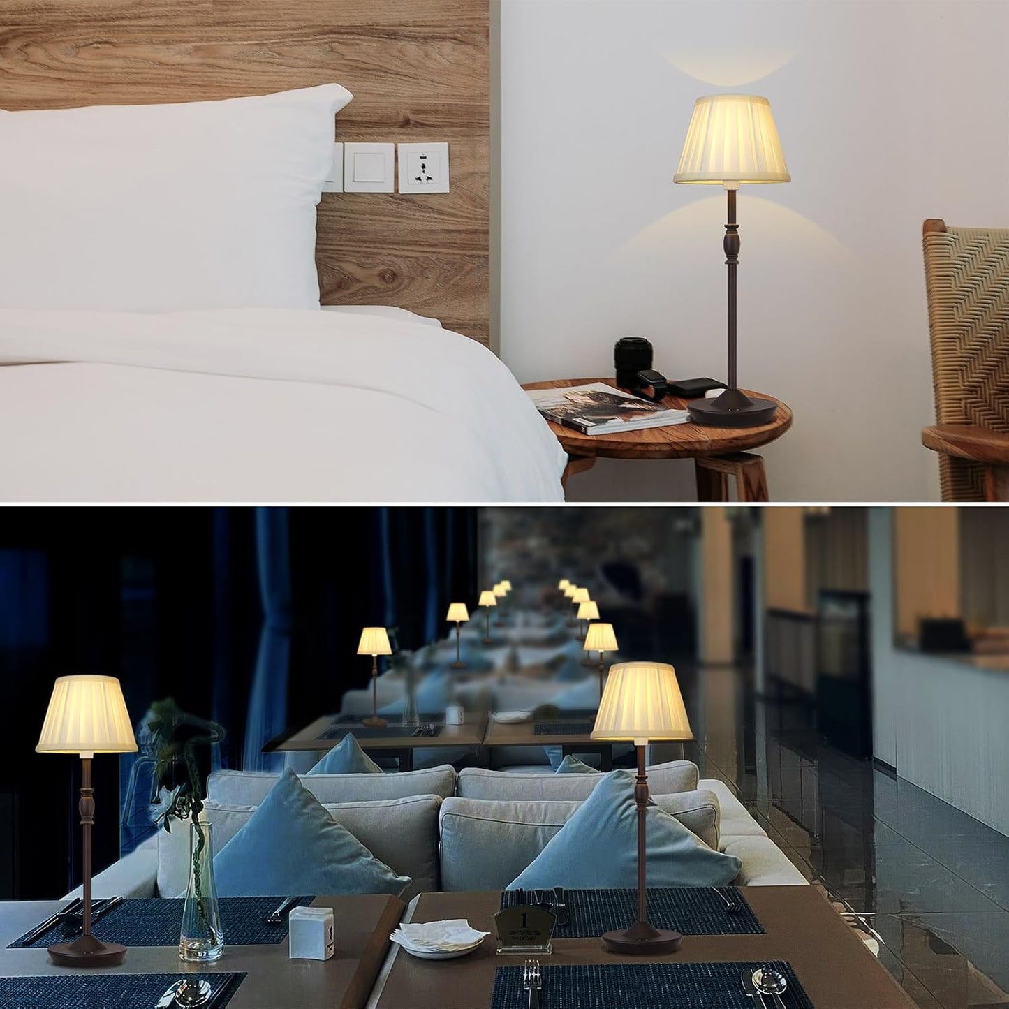Cordless LED Touch Lamp with Dimmer Portable Small Table Lamp, 18" 2700K Rechargeable Battery Light for Bedside, Dining