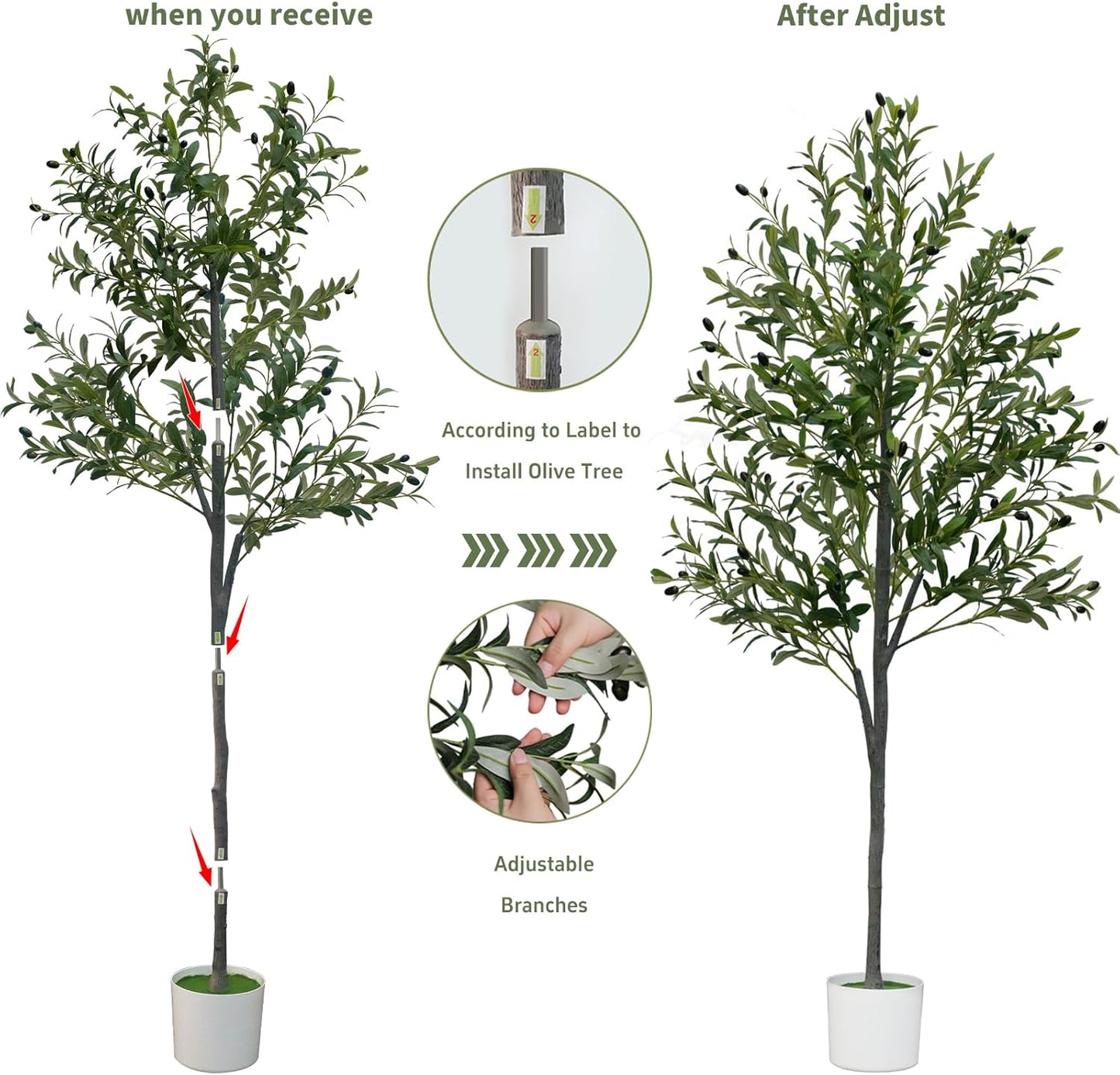 Artificial Plants Indoor / 6FT / Natural / 6 Inch