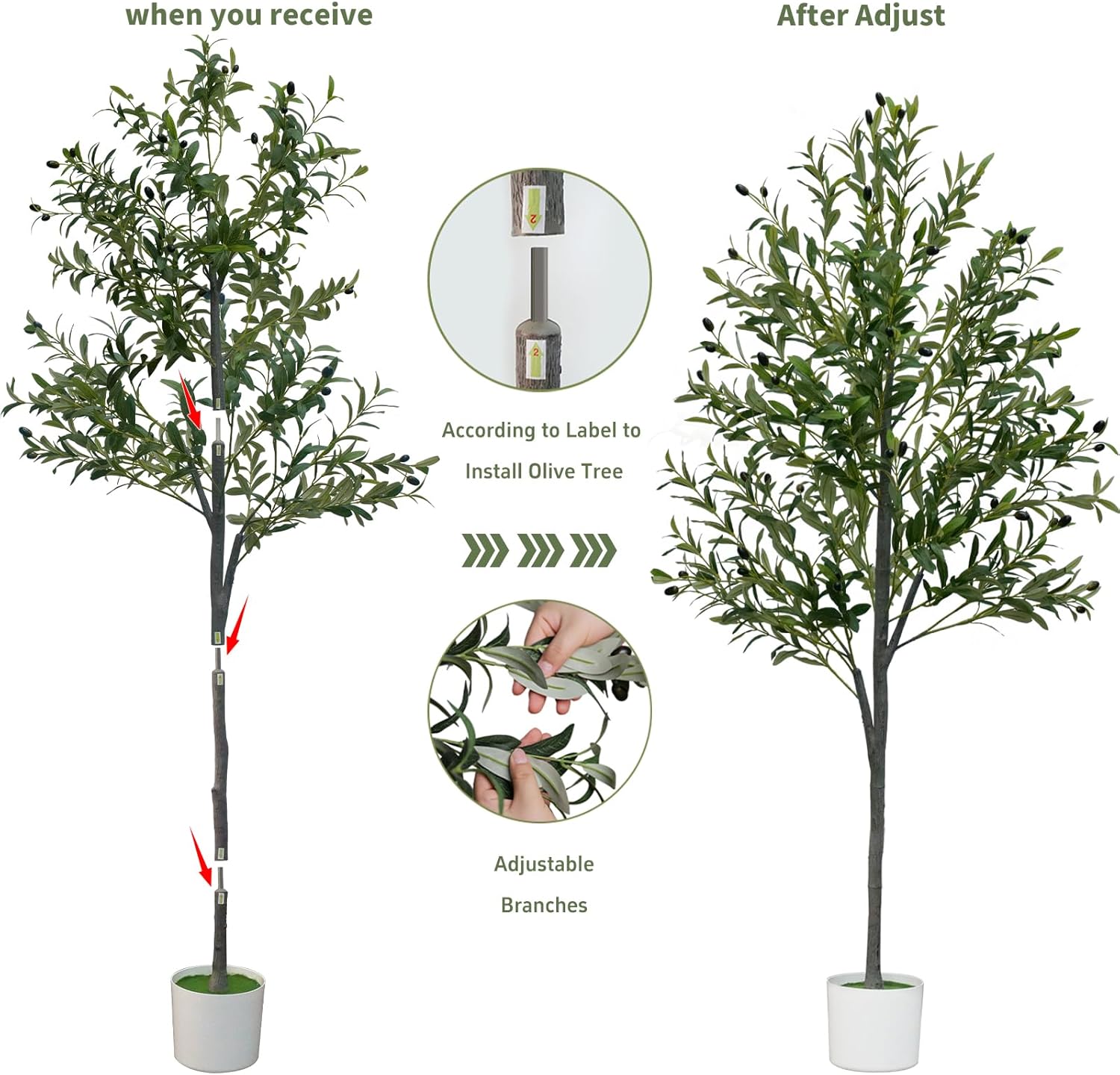 Artificial Plants Indoor / 6FT / Natural / 6 Inch
