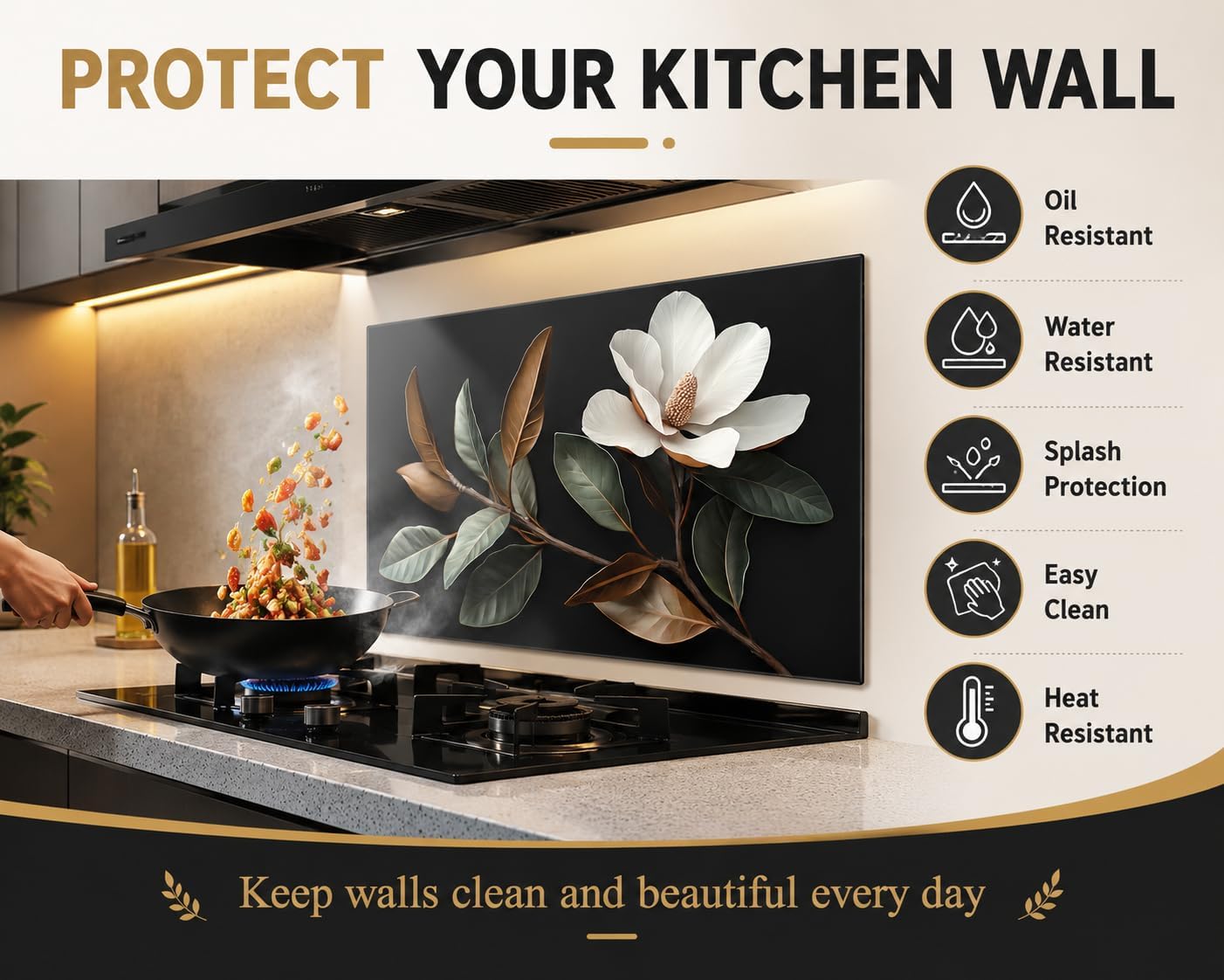 Flowers Stove Splashback / 30"L x 16"W