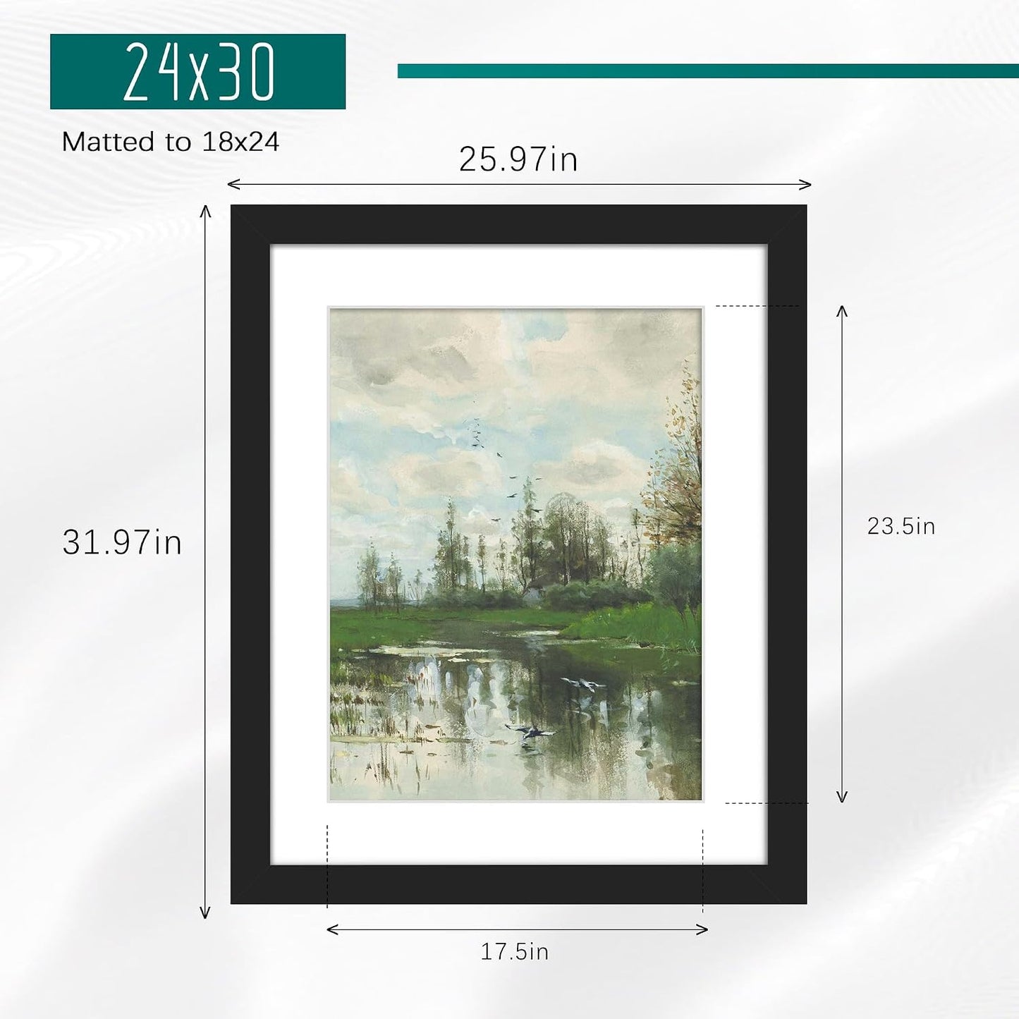 24x30 Black Puzzle Frame, Picture Frame for Wall, 3 Pack | Fits 18x24 Posters With Mat or 24x30 Without Mat, Vertical
