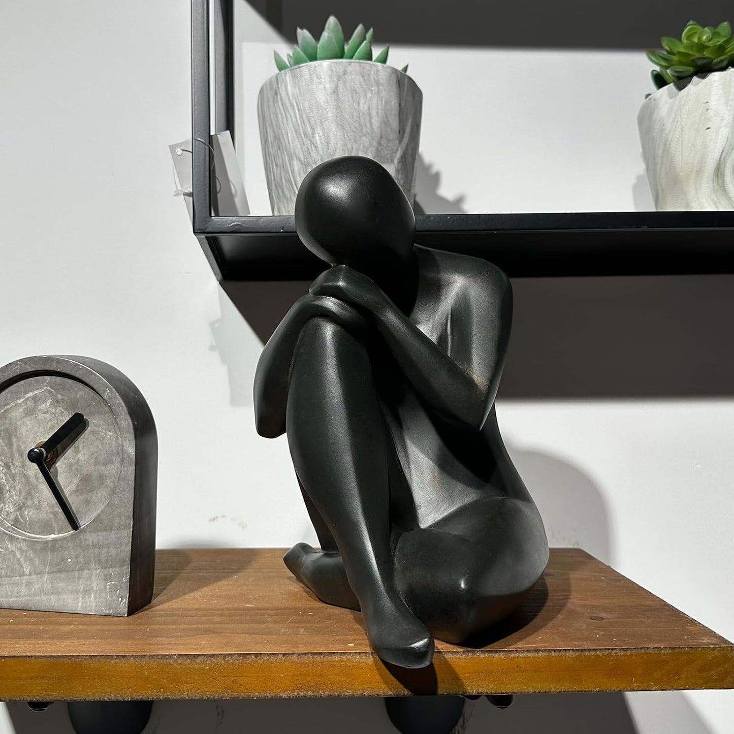Thinker Statue Resin Abstract Sculpture / Black Copper