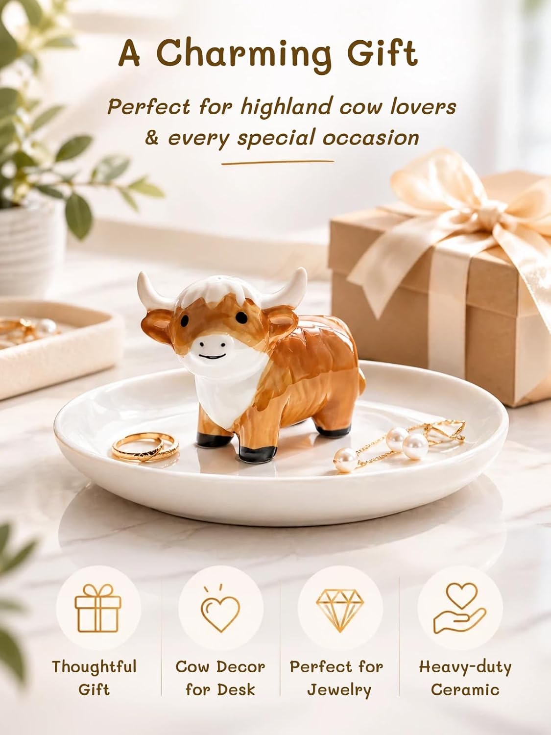 Jewerly Tray / Highland Cow Ring Holder for Women