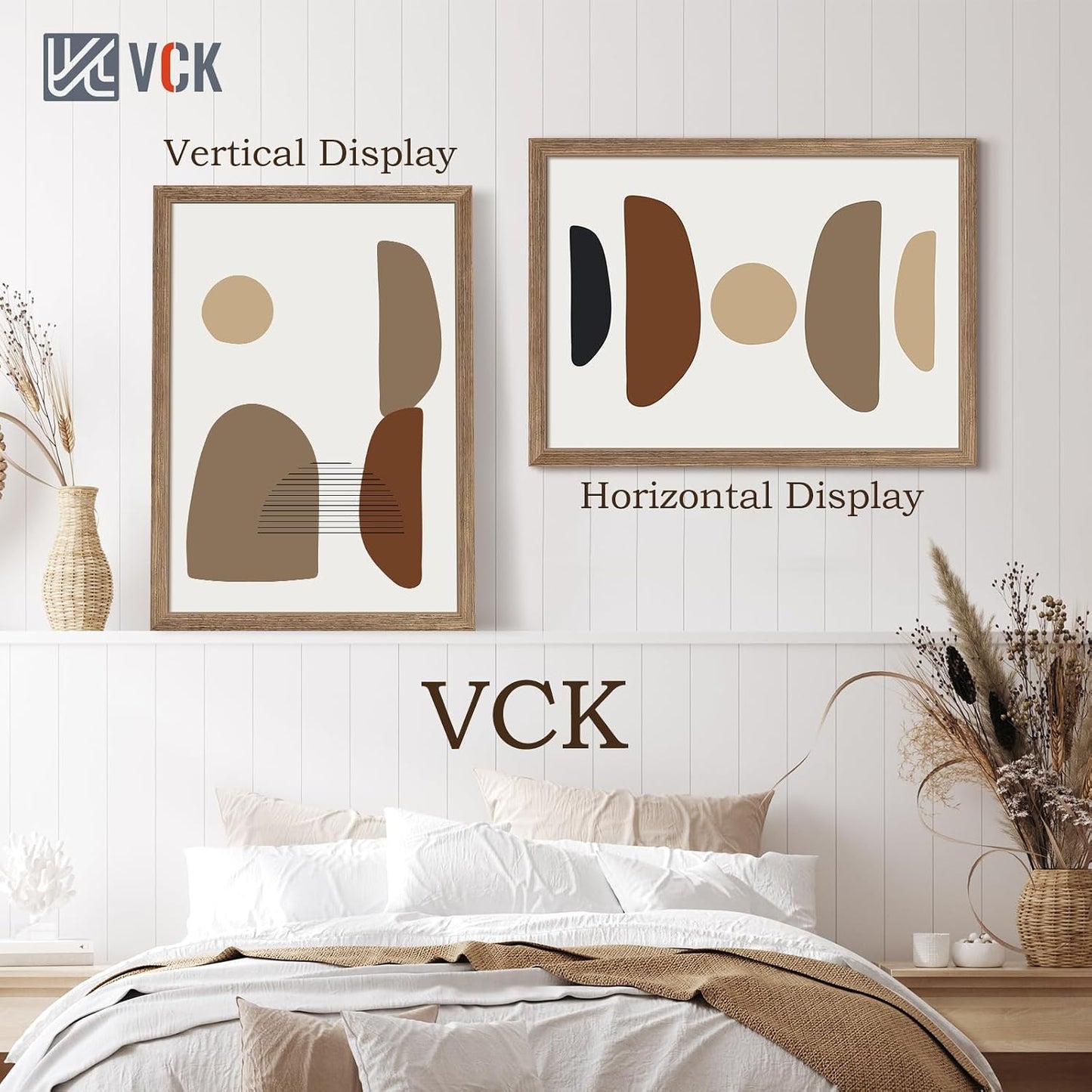 VCK 20x28 Poster Frame Solid Wood Walnut 3 Pack Picture Frames 20 x 28 Inches with Wall Mounting Hanging