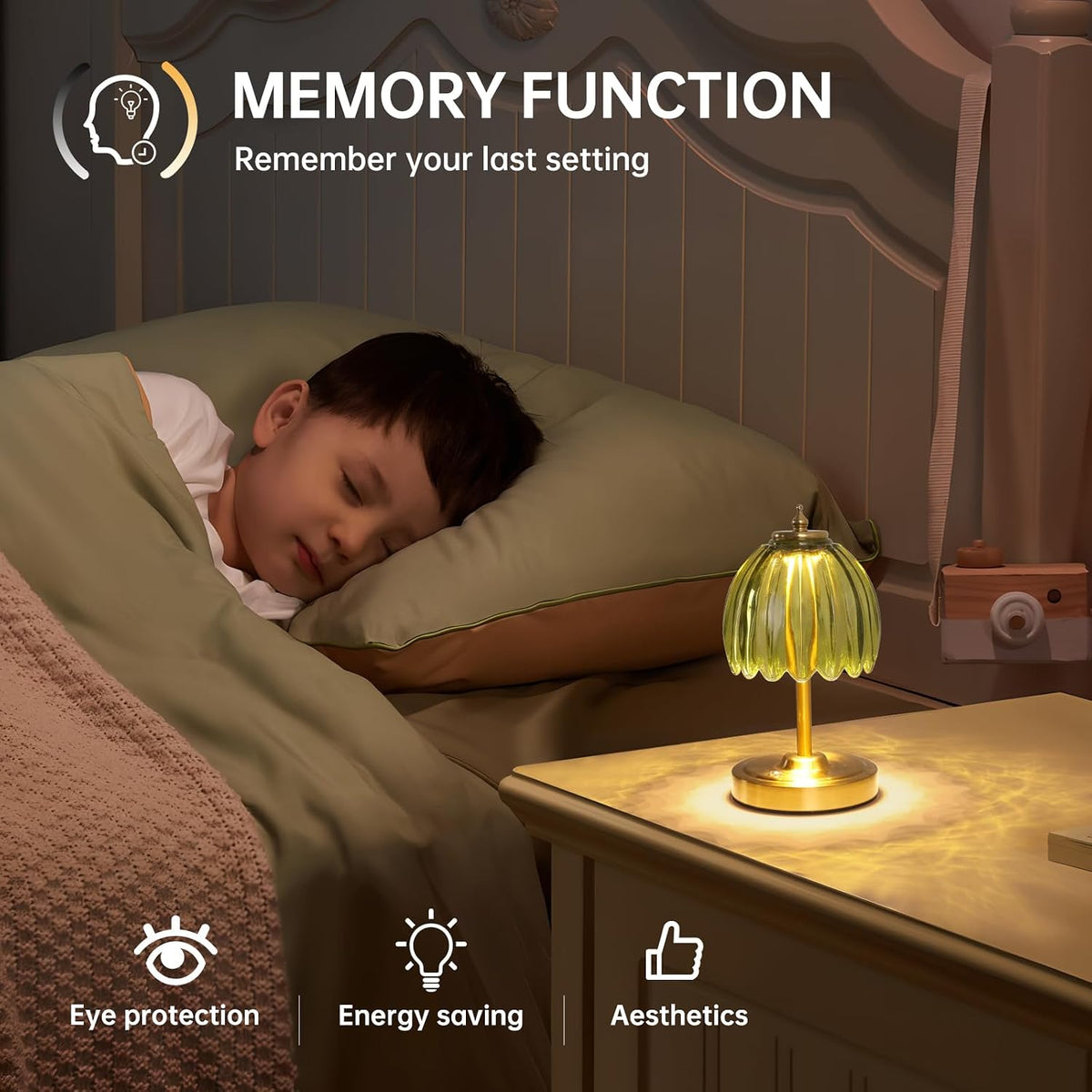 Shenmoyl Set of 2 Tulip Table Lamp with 5200mAh Battery & Touch Control, Cordless Small Table Lamp with 3 Colors