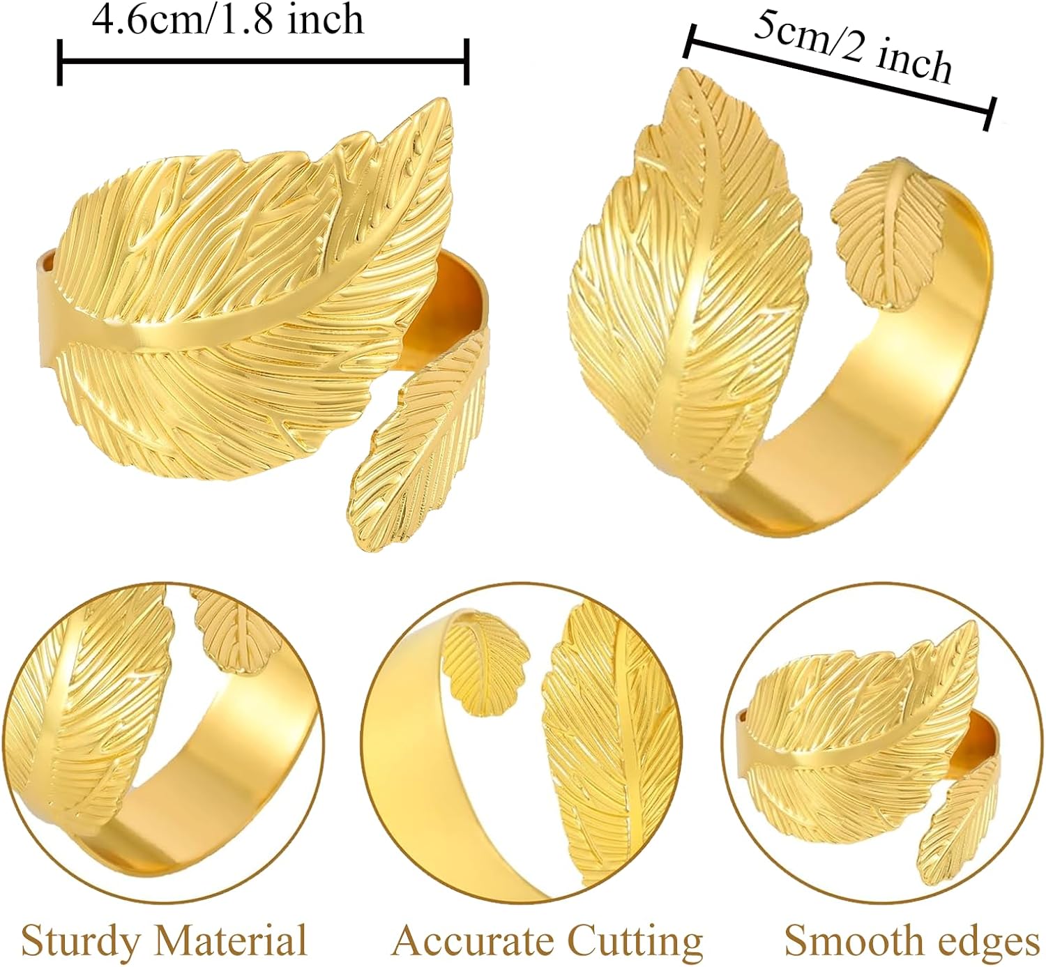 Set of 100 Leaf Napkin Rings Metal Gold Napkin Ring, Napkin Rings Bulk Dinner Banquet Serviette Decor, Dinning Table