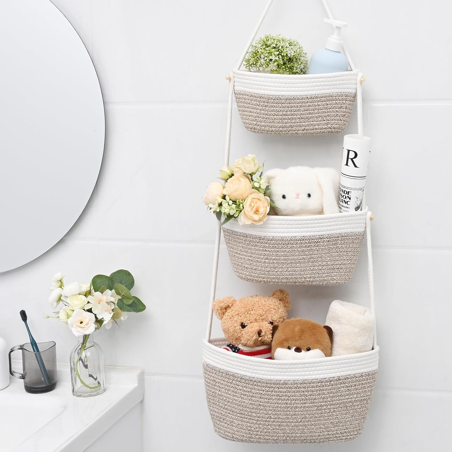3-Tier Woven Wall Basket / Classic / Oatmeal