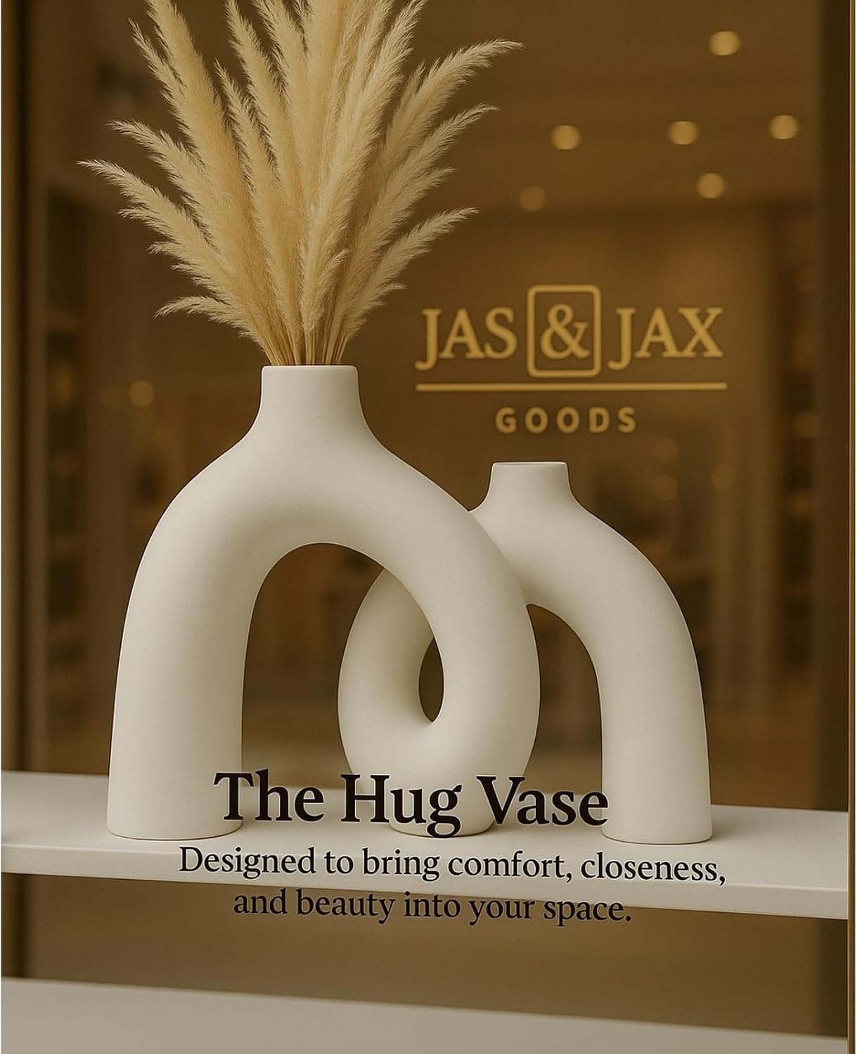 Modern Hug Donut Ceramic Vases by / Cream White