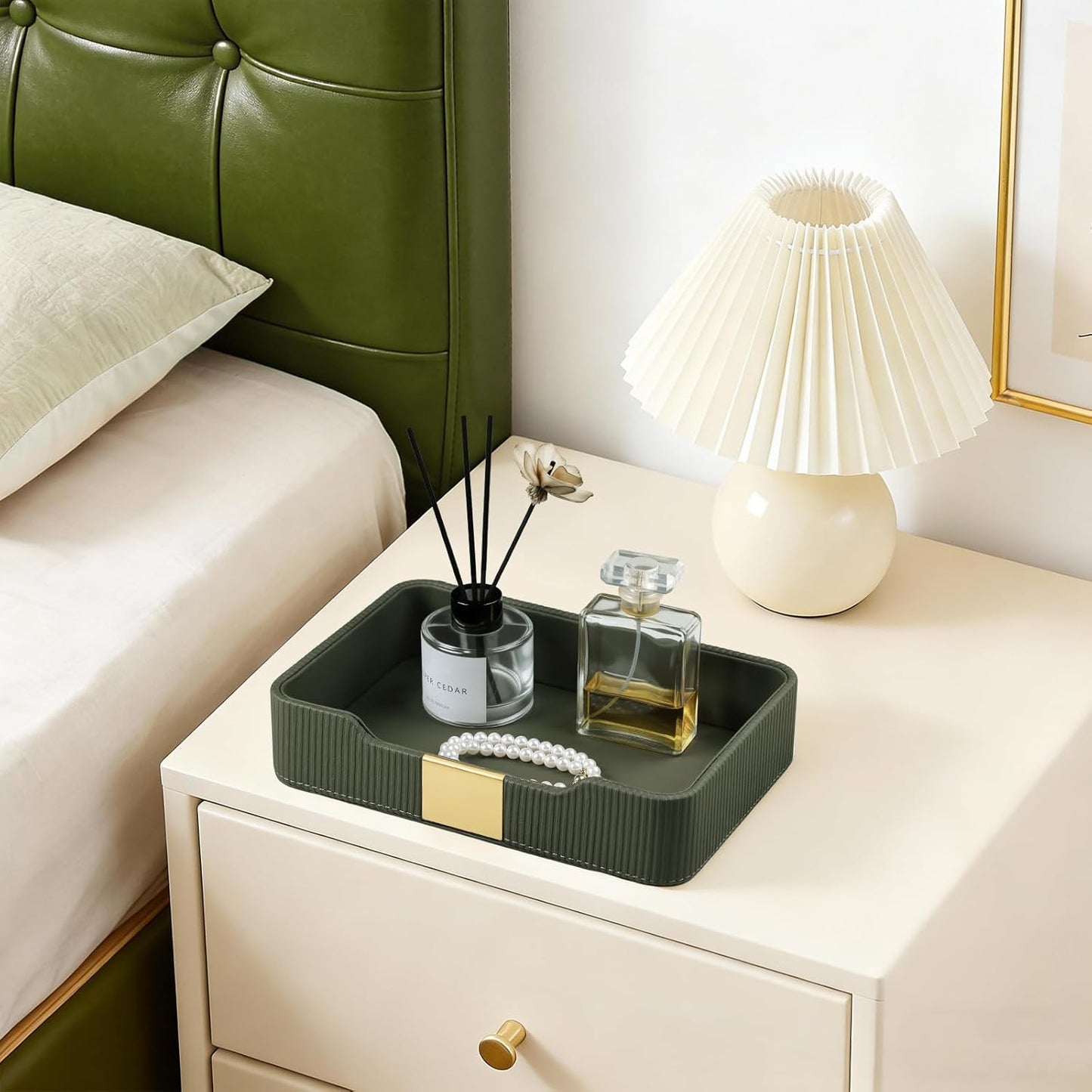 Valet Tray Desktop Storage Organizer / Green