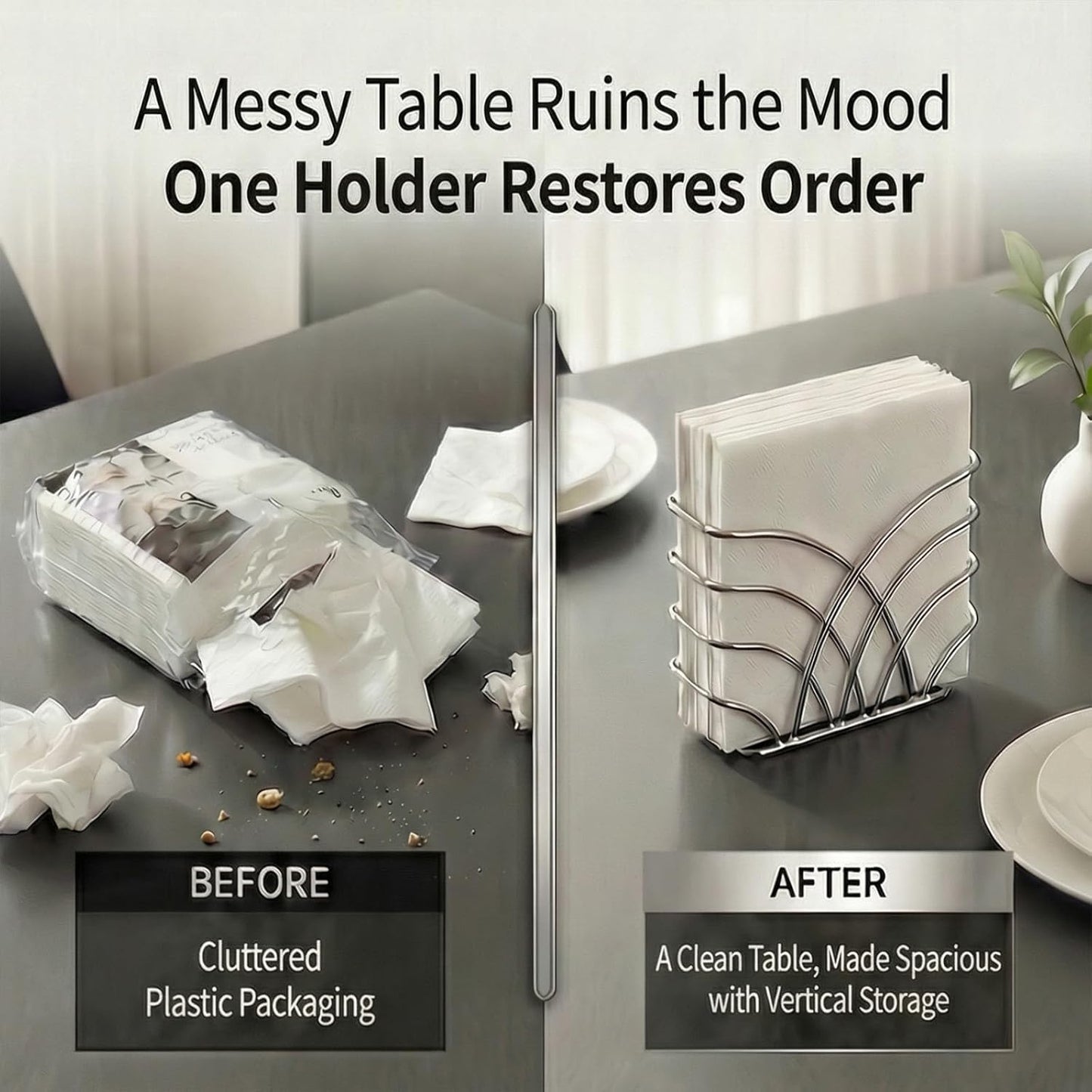 Napkin Holder / Q - Luncheon Napkin Holder - Silver / Luncheon Napkin Holder