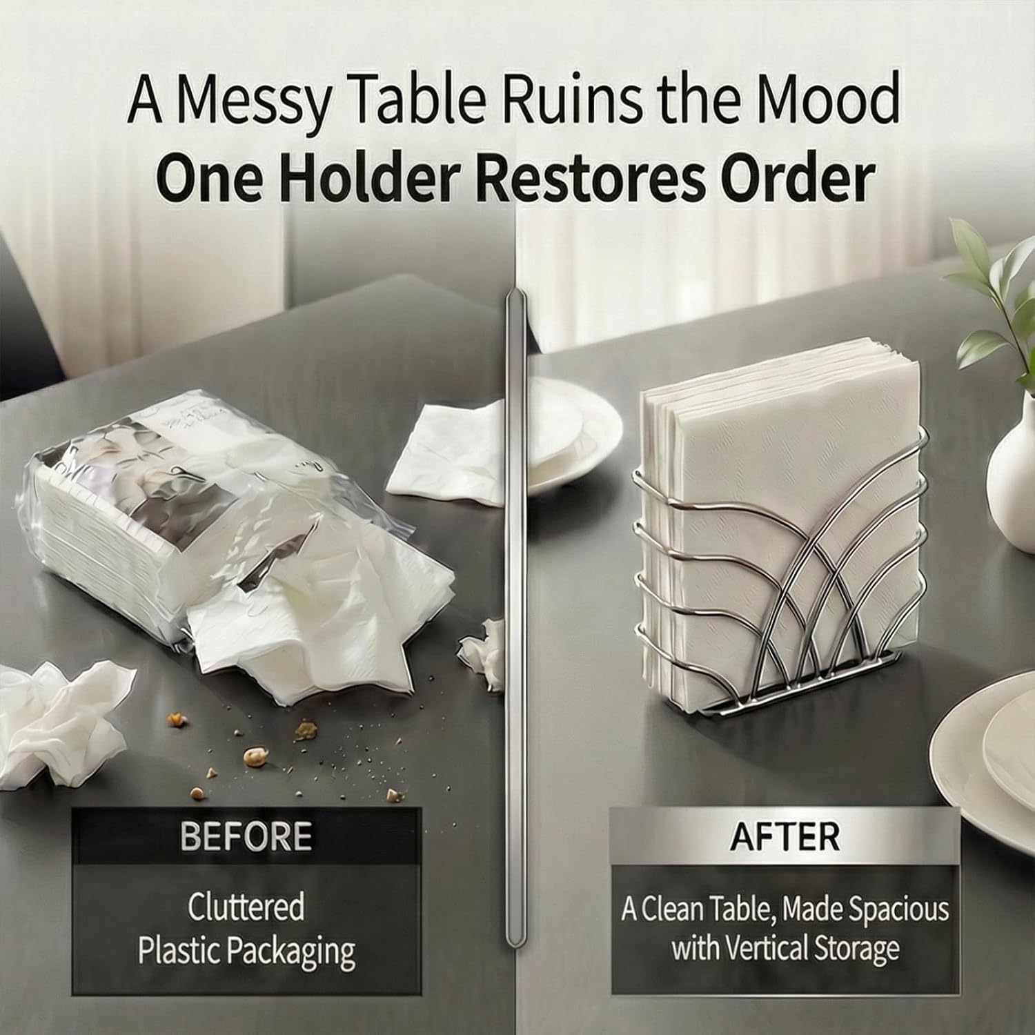 Napkin Holder / Q - Luncheon Napkin Holder - Silver / Luncheon Napkin Holder