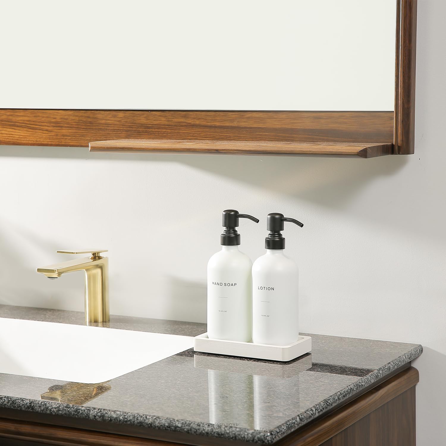 Prus Waso White Soap Dispenser Set | Contains Hand and Lotion Dispenser with Pump. Perfect for Guest Bathroom Decor