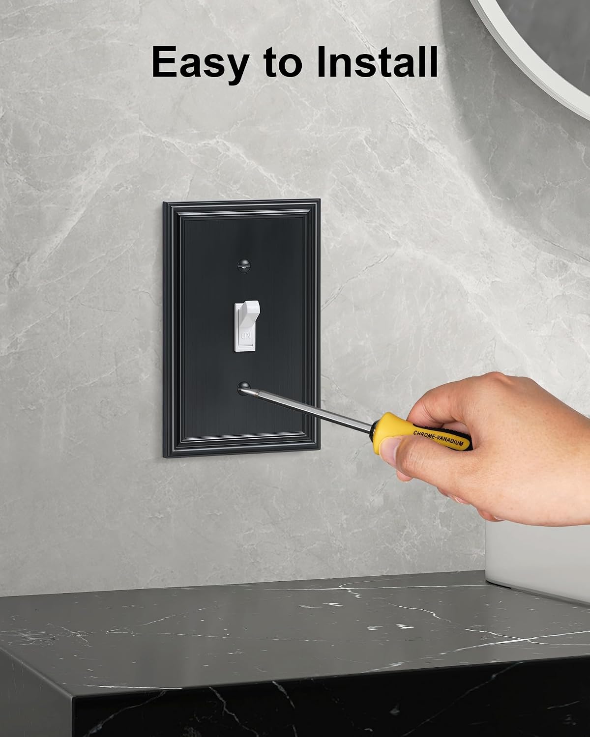 6-Pack Zinc Alloy Single Toggle Light Switch Cover Plate, Solid Wall Plate | Decorative Switch Plate Covers, Durable 1