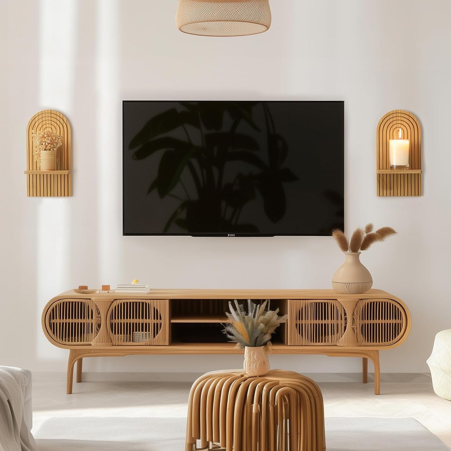 Modern Minimalist Mid Century Wall Candle Holder / Natural