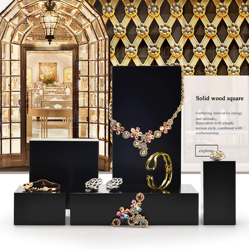 Solid Wood Minimalism Style Jewelry Display Stand Showcase Jewelry Organizer / SM05303 / Black