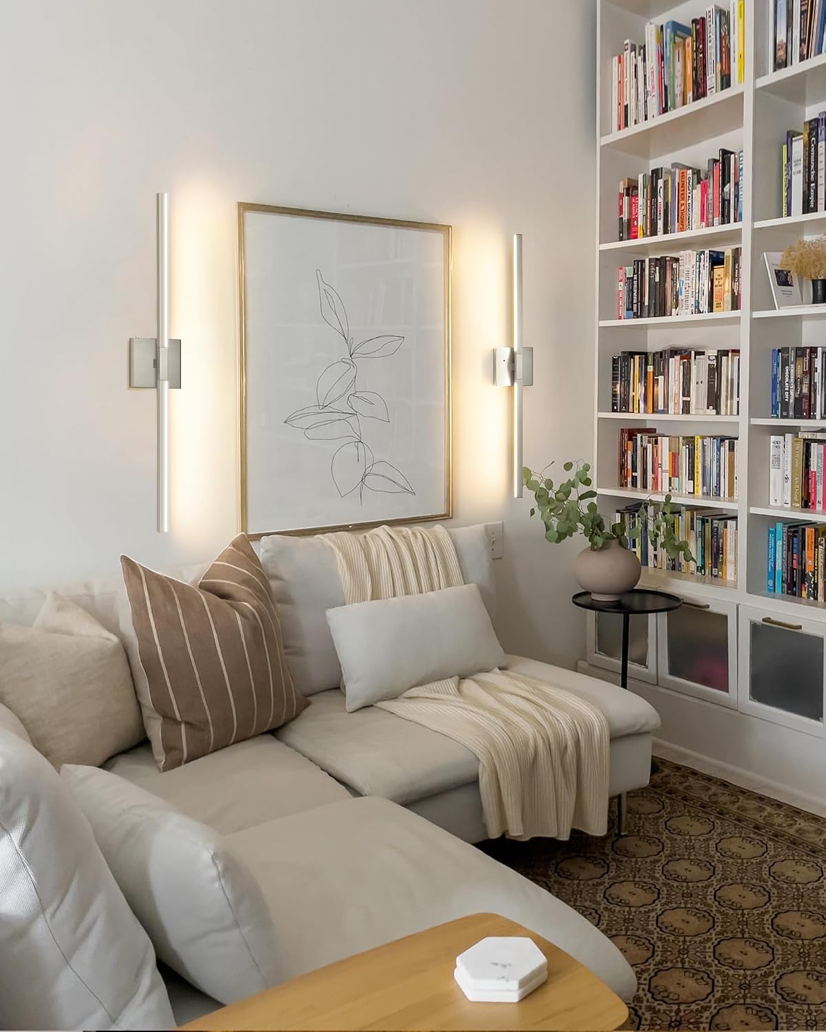 Rayogale Nickel Battery Operated Wall Sconce with Remote Control 32 Inch | 3000/4500/6000K Dimmable 8000mAh Wireless