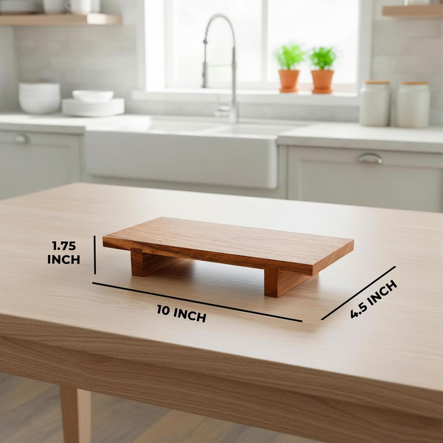Wood Tray Pedestal Stand Farmhouse Bathroom Decor Decorative Wooden Riser Kitchen Soap Dish Holder