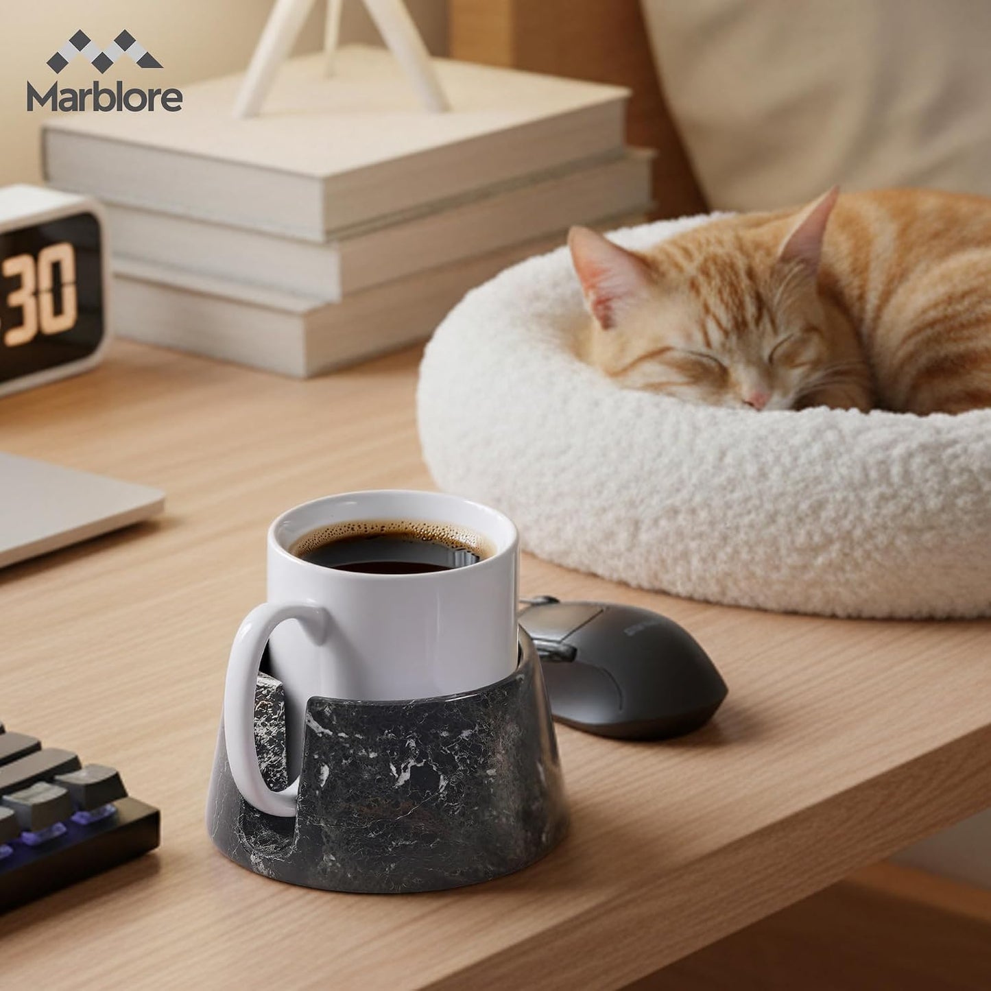 Marble Coffee Cup and Can Holder / Black Zebra