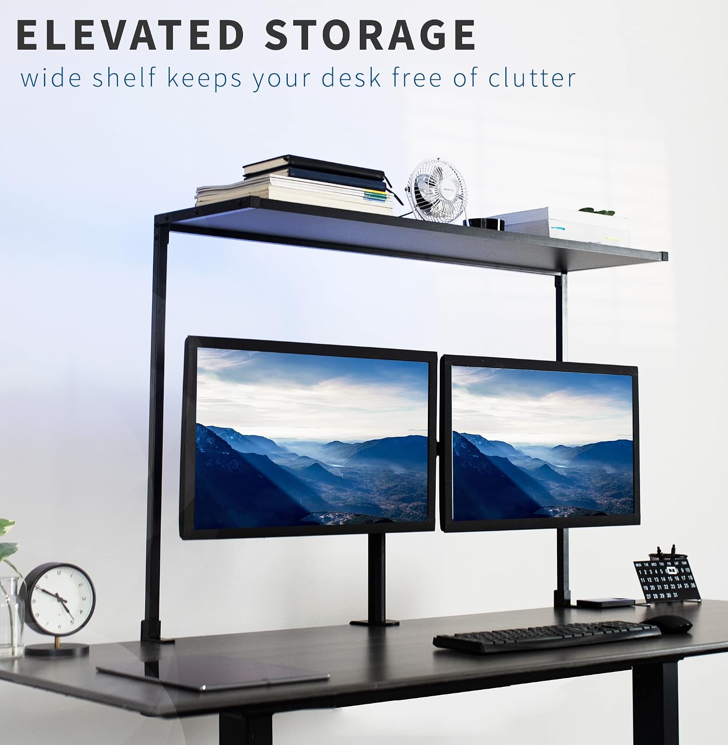 VIVO Large 42 inch Clamp-on Overhead Desk Shelf, Raised Desktop Organizer, Elevated Workstation Accessory Platform