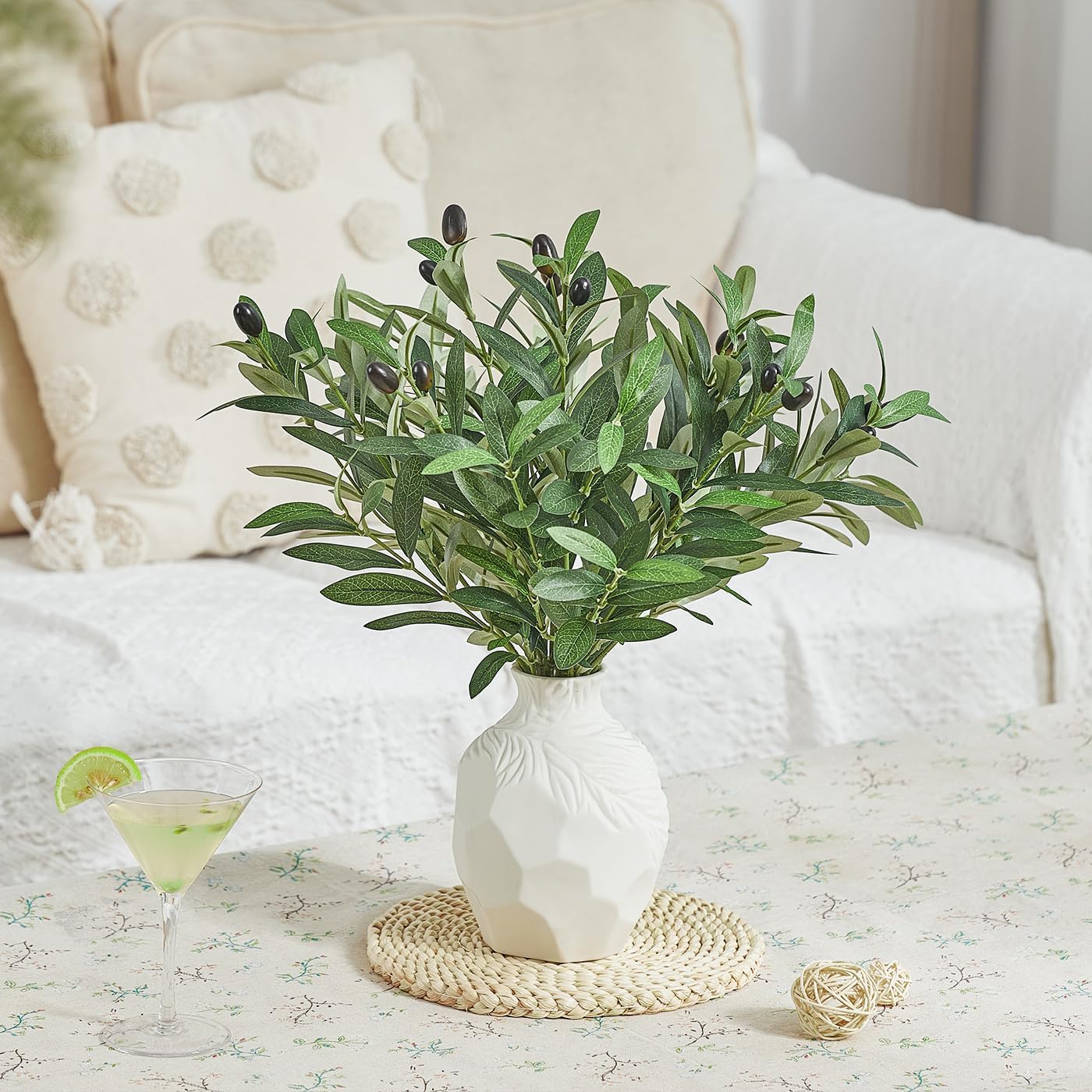 Olive Tree Branches Greenery Stems Artificial Plants Faux Olive Branch / Green / 18 Inch / Set of 18