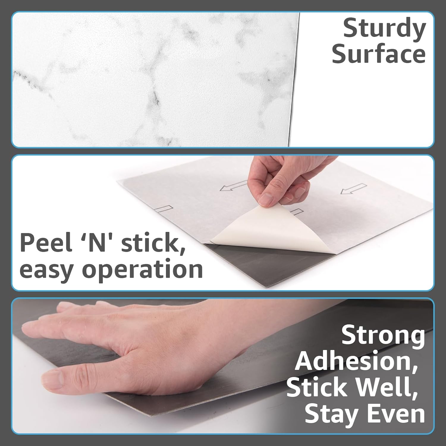 Peel and Stick Vinyl Floor Tiles / 12 x 12 / Black/white Marble / Set of 30