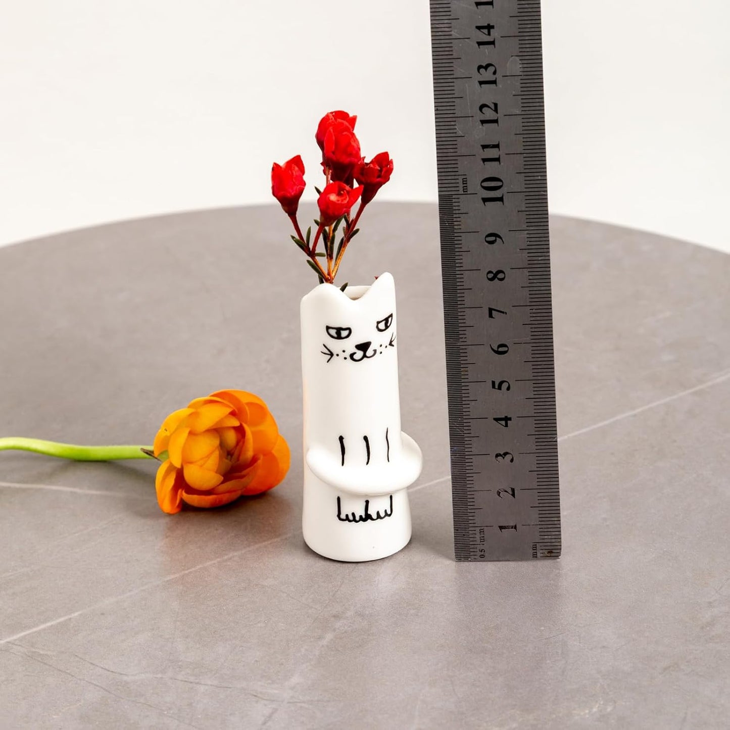 Cat Flower Vase Bud Ceramic Small Mini Handmade Decor / Cat Vase / Set of 5