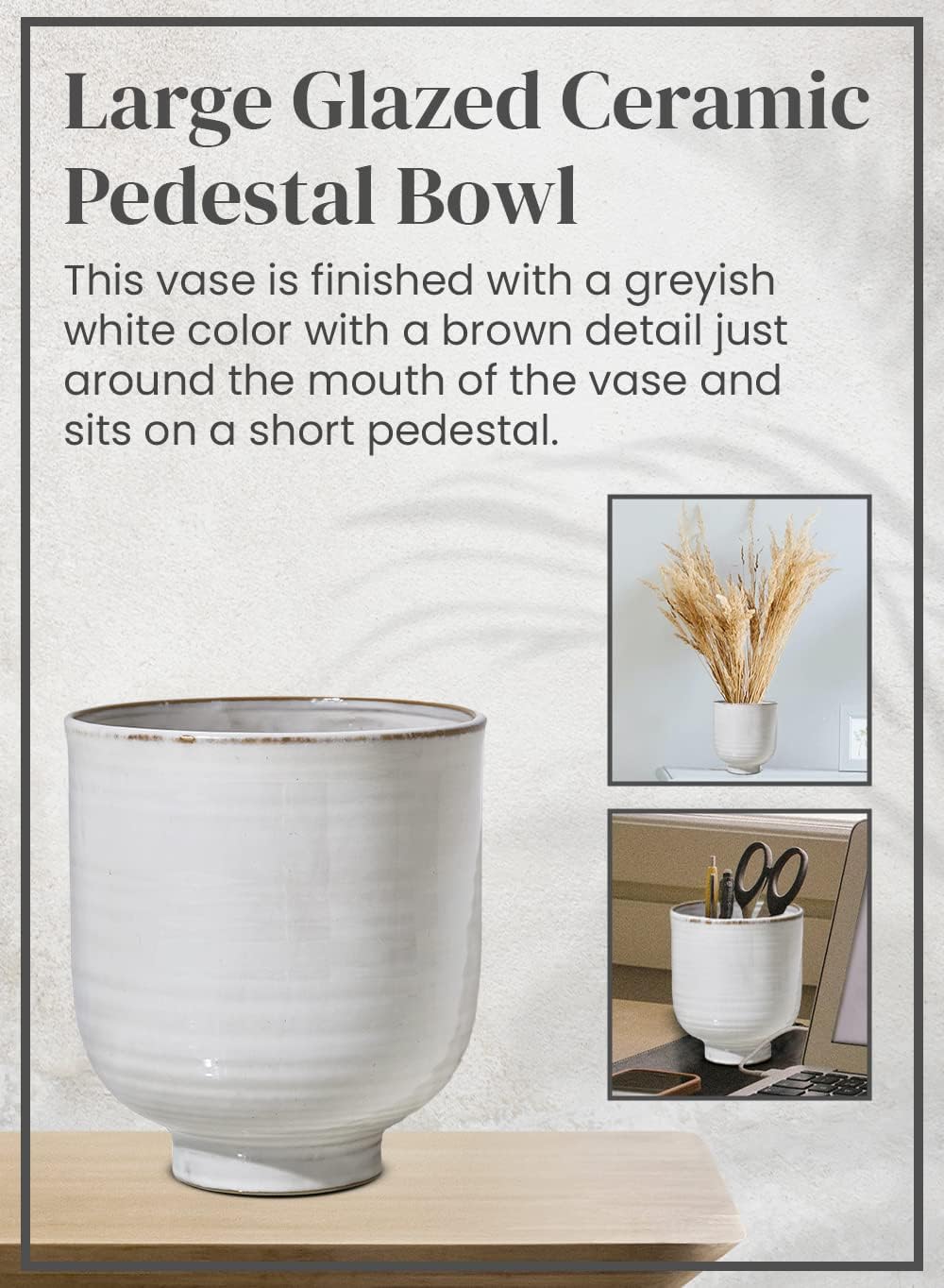 Large Glazed Ceramic Pedestal Bowl- Centerpiece for Vintage Weddings / 6.5" Pedestal Bowl, 1 Pc