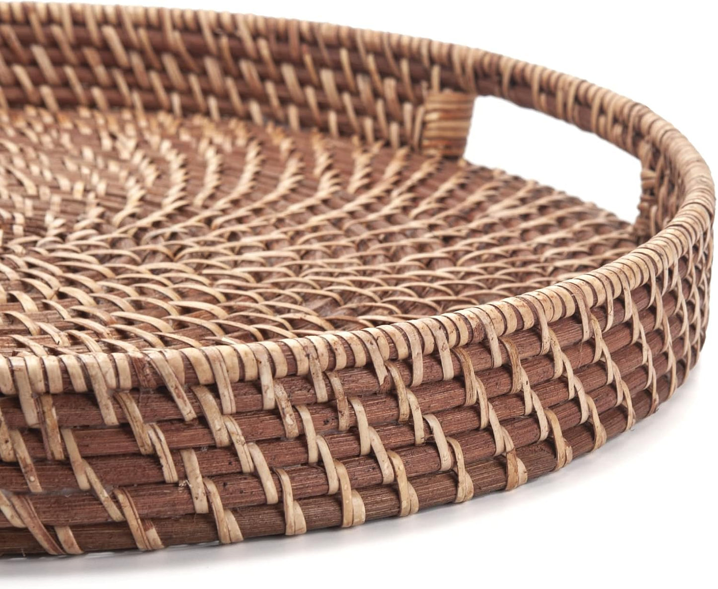 Round Rattan Woven Serving Tray / 13.8